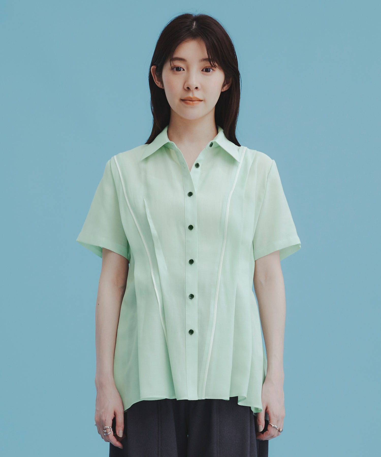 〈WEB限定カラー登場〉ランダムタックメッシュシャツ