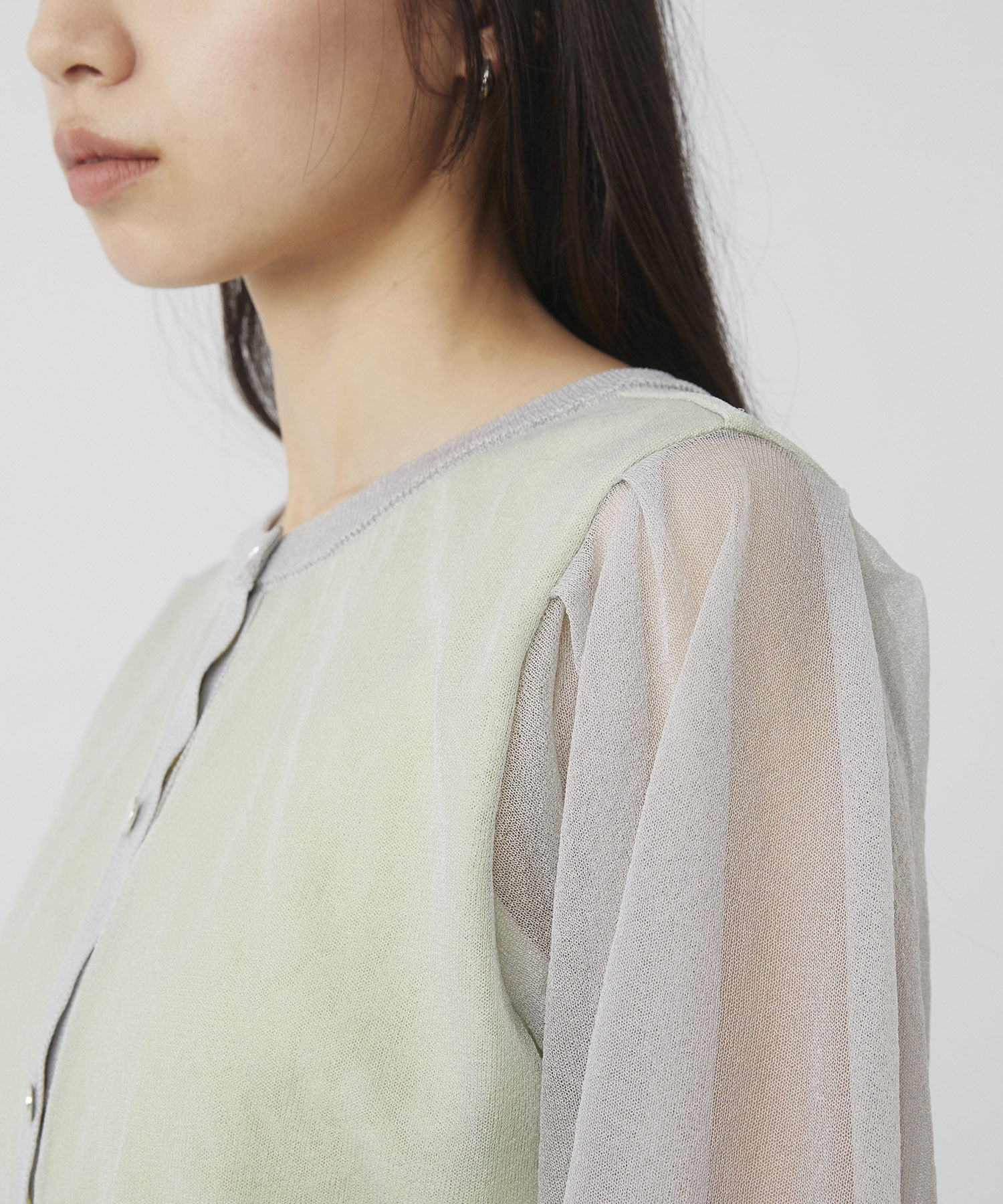 シアースリーブキュプラニットカーデ