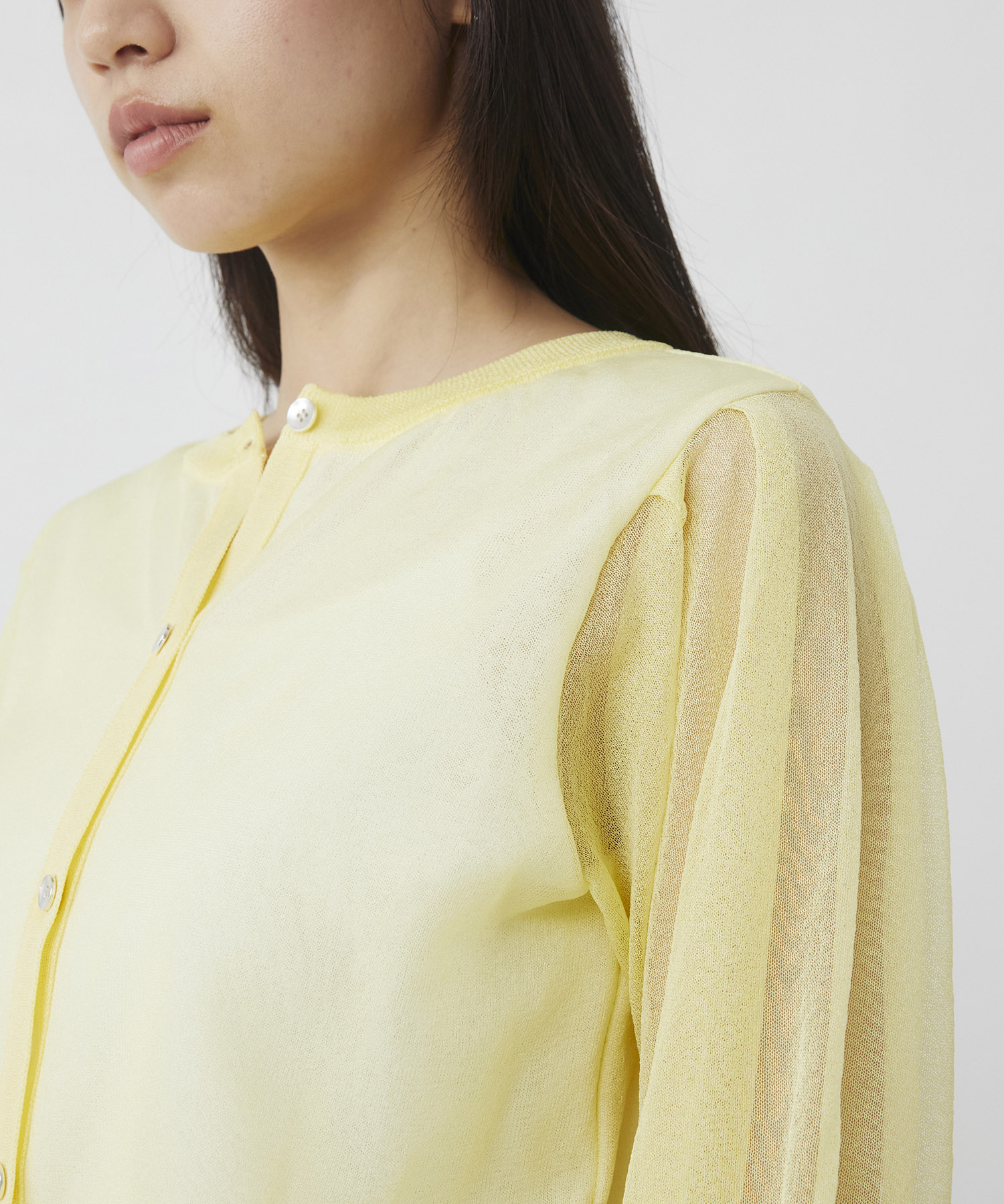 シアースリーブキュプラニットカーデ