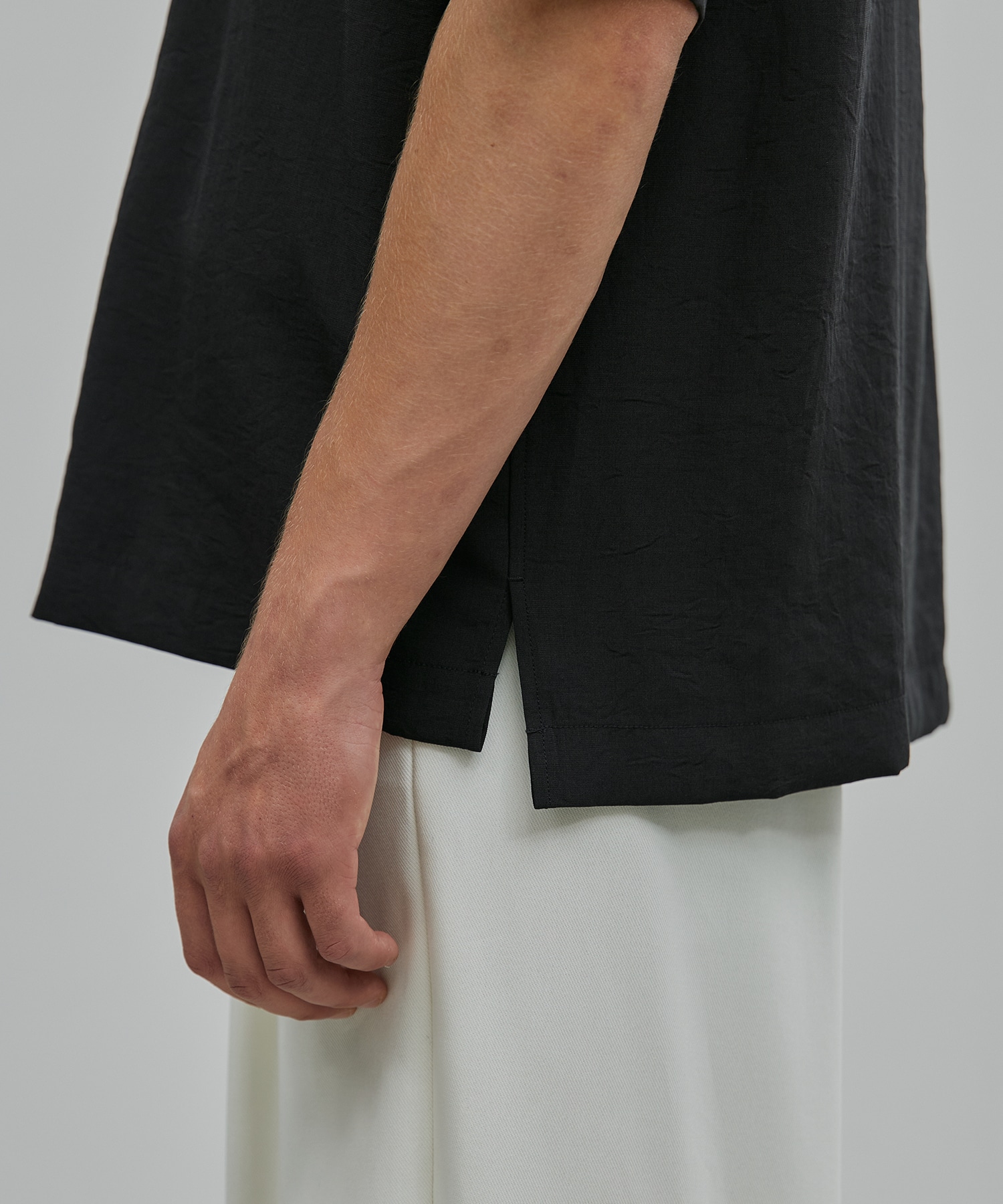 【新発売】ドライリネン バンドカラーシャツ S/S