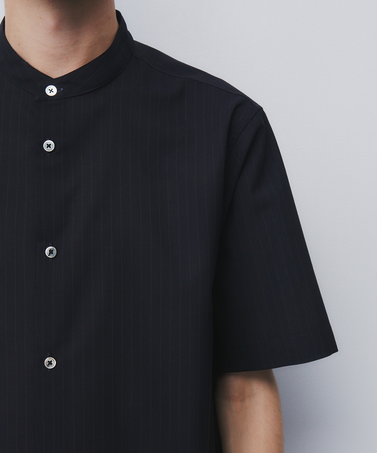 AIR WOOL ストライプバンドカラーシャツ