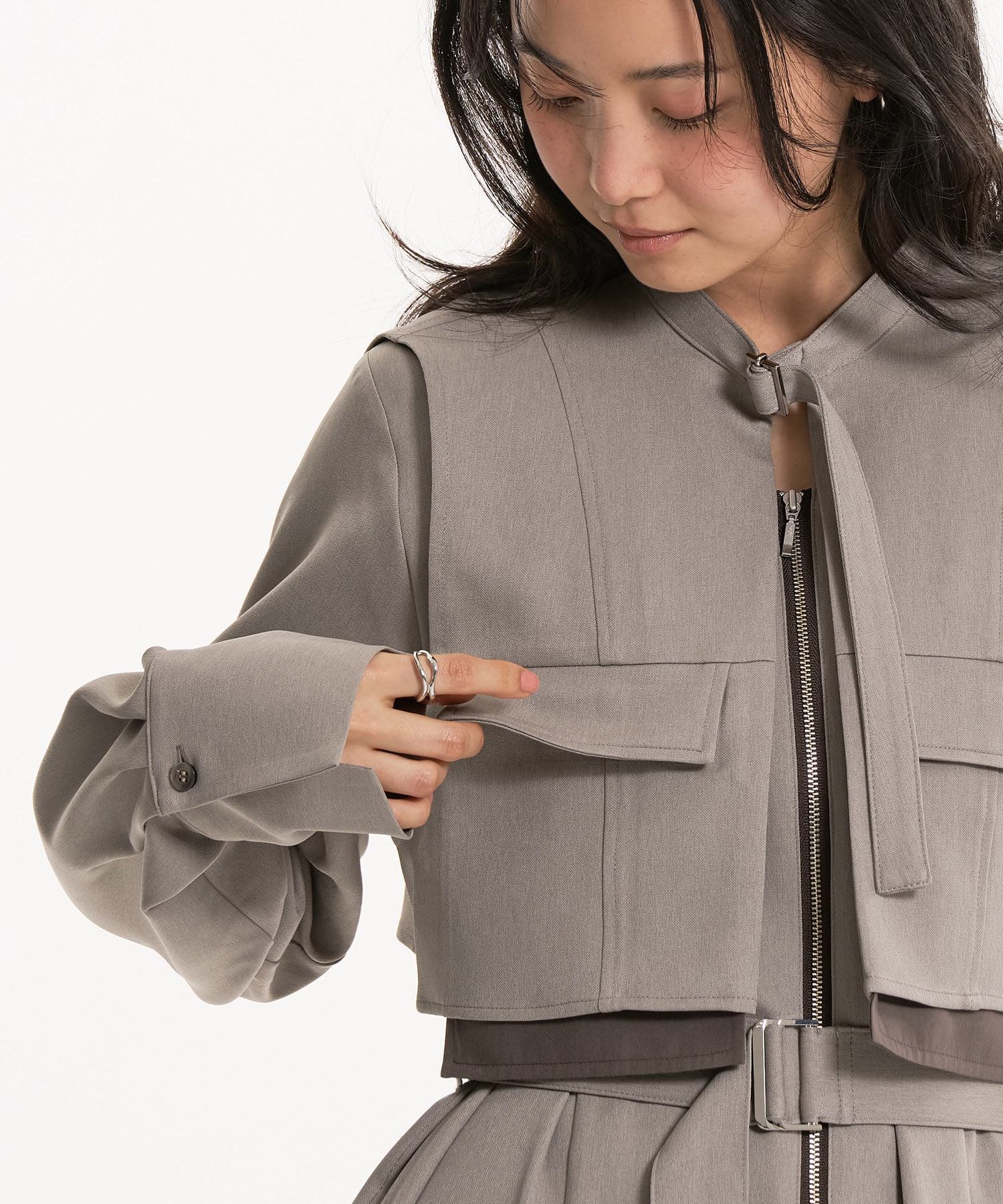 ポケットベストSETジッパーワンピース