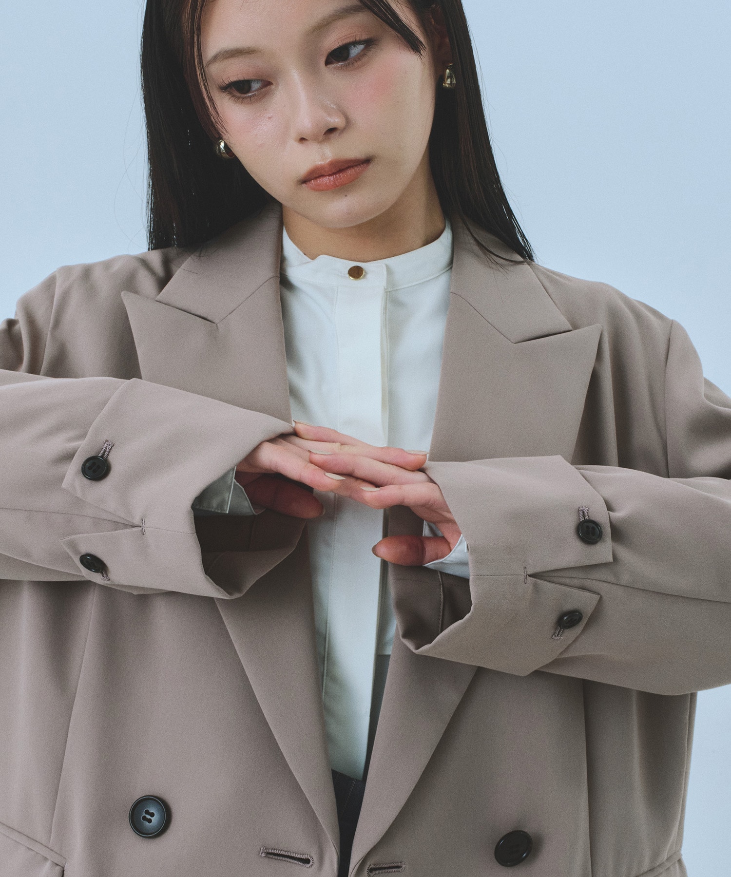 バックベルトレイヤードジャケット