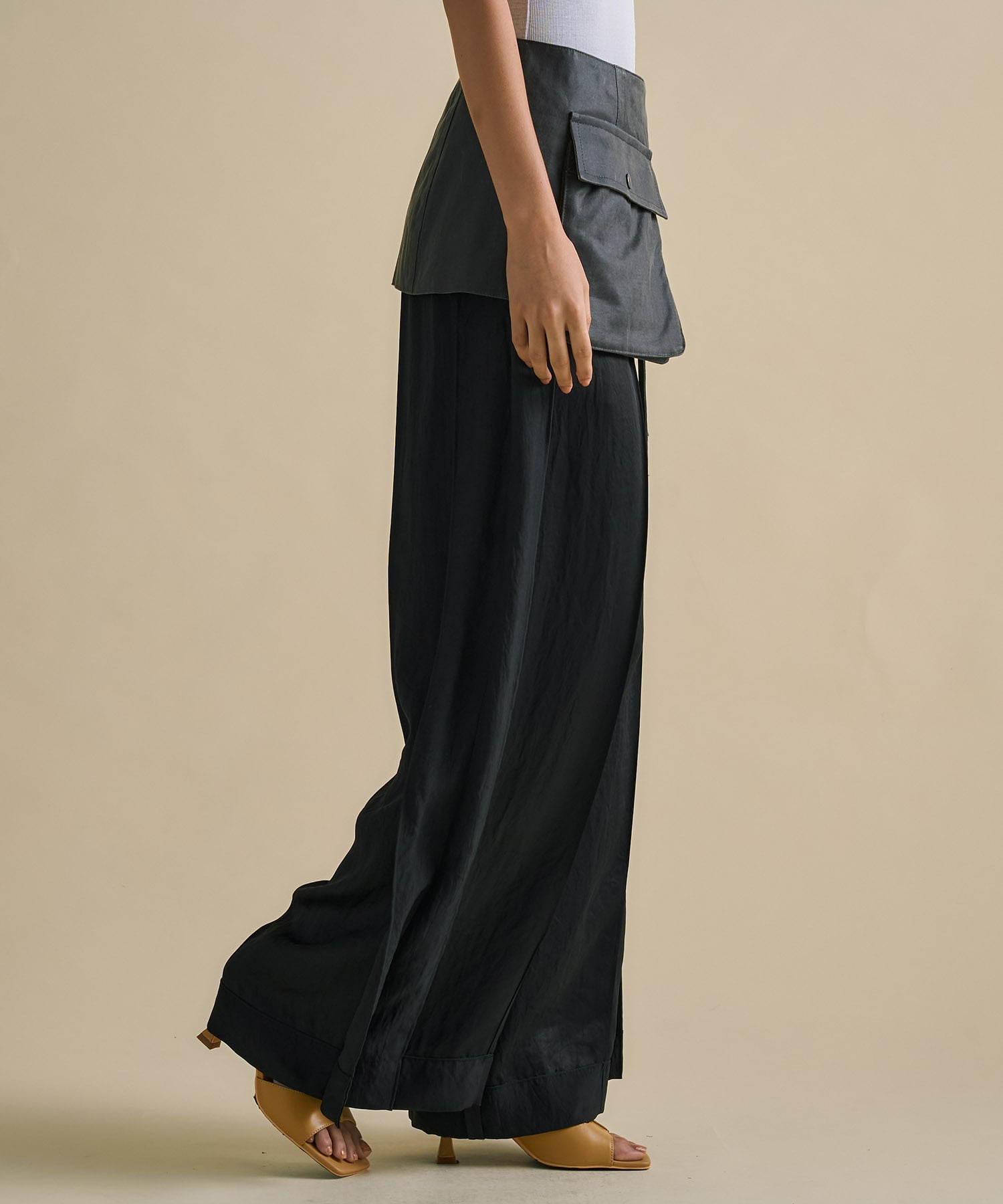 Vintage Leather Belted Satin Pants
