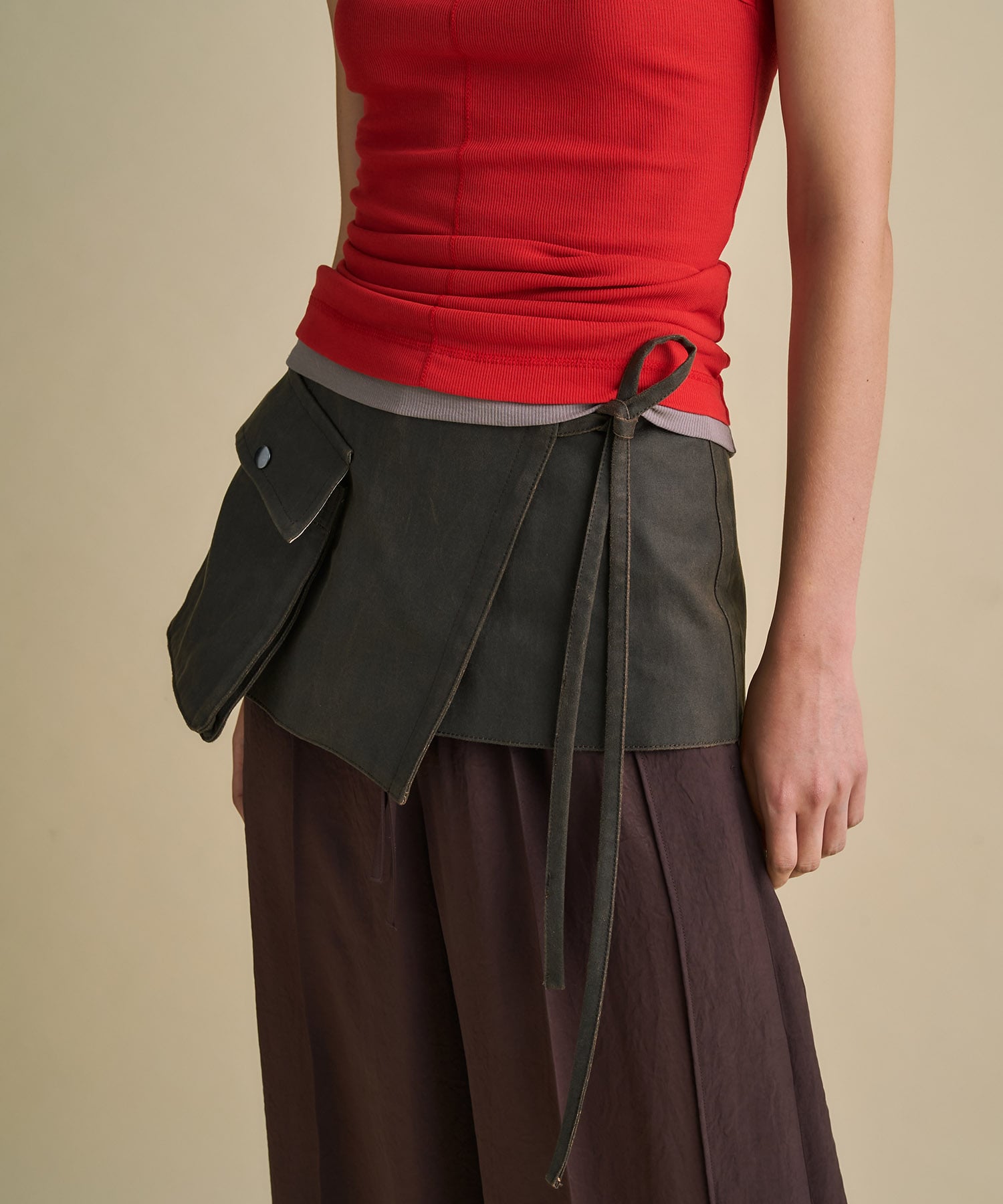 Vintage Leather Belted Satin Pants