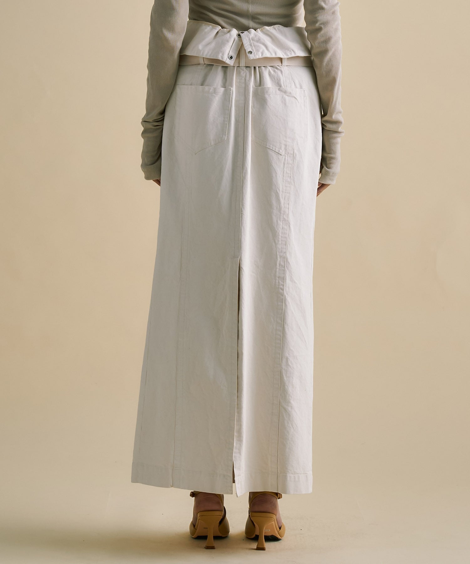2way Waist Belted Denim Skirt