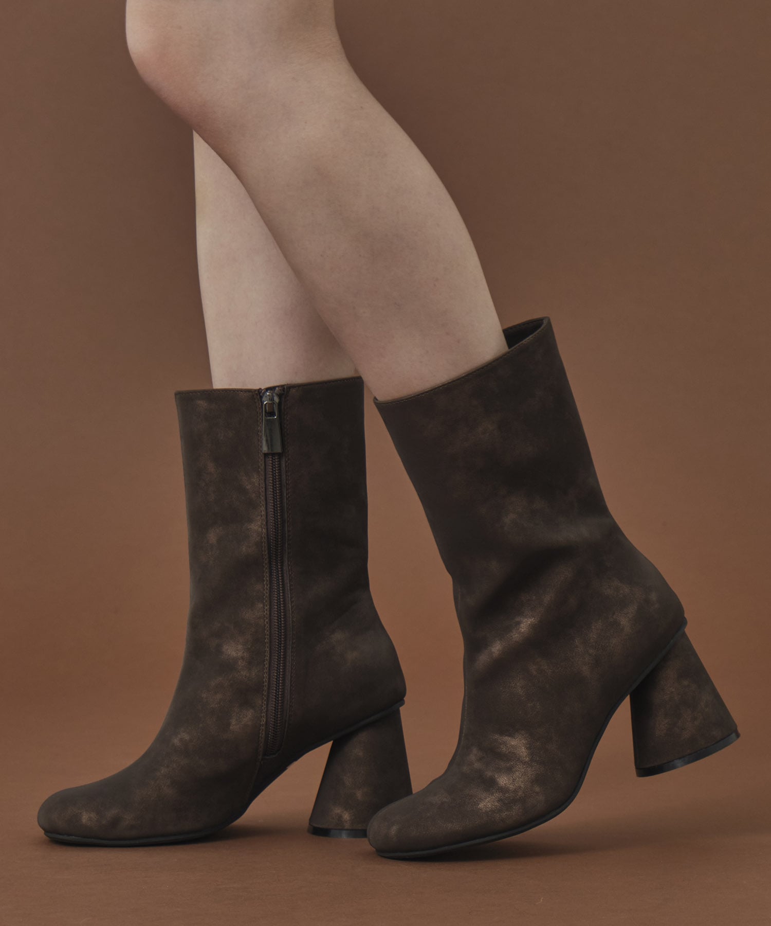 Cone Heel Round Boots