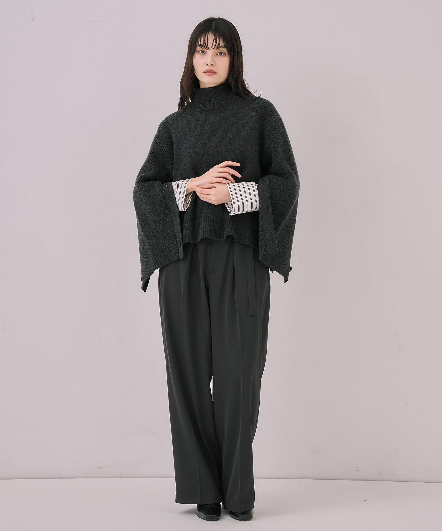 バイカラースリーブショートシャツ