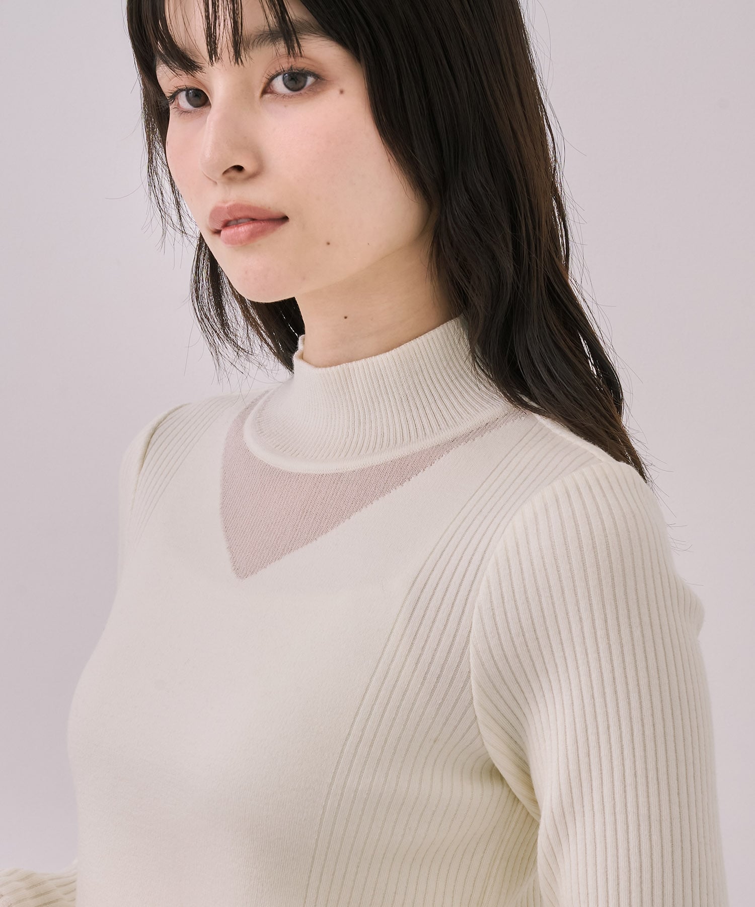 クリアコンビVネックニットプルオーバー