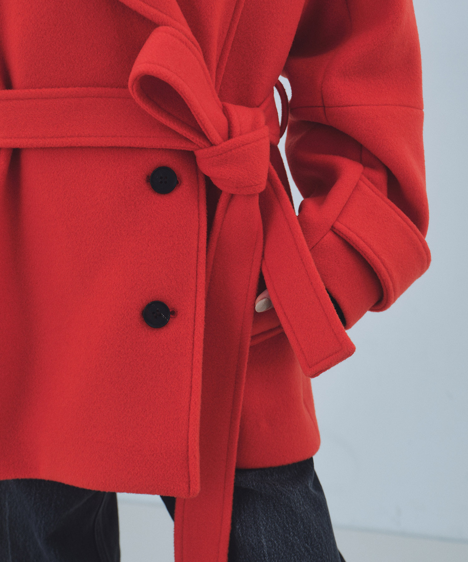 SUPER140ラペルショートコート