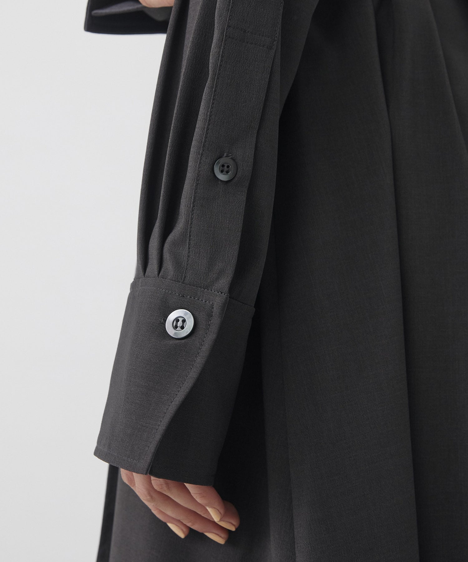 スタンドカラーラペルシャツワンピース