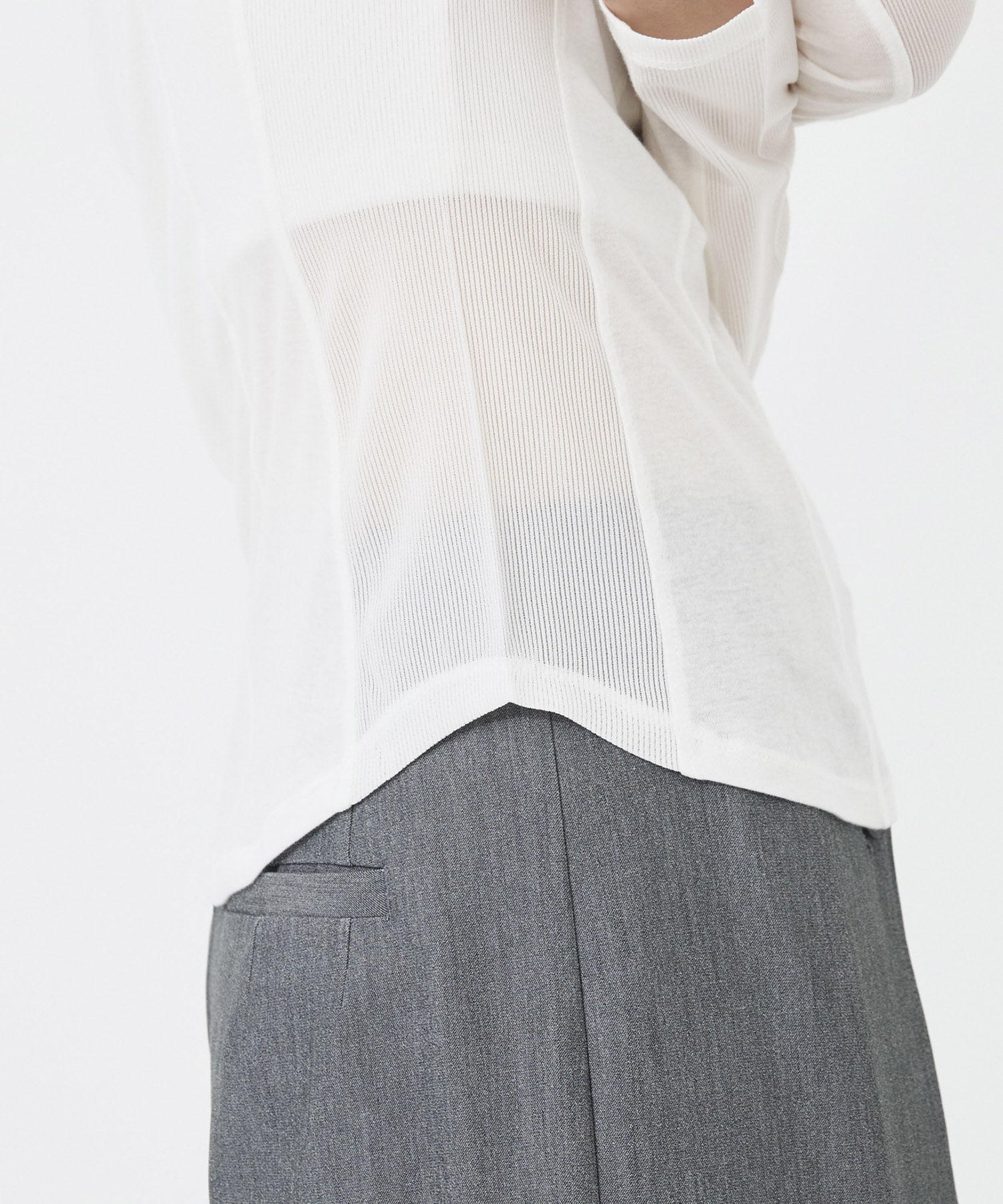 シアーストライプカットコンビプルオーバー