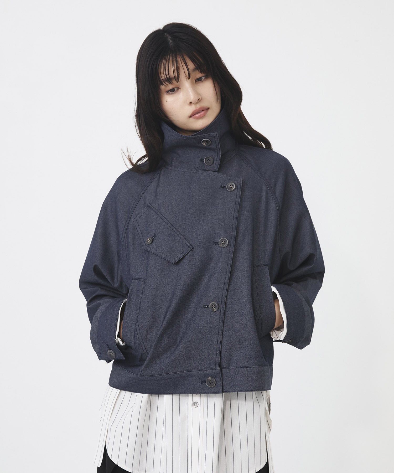 ウールデニムスタンドカラーブルゾン