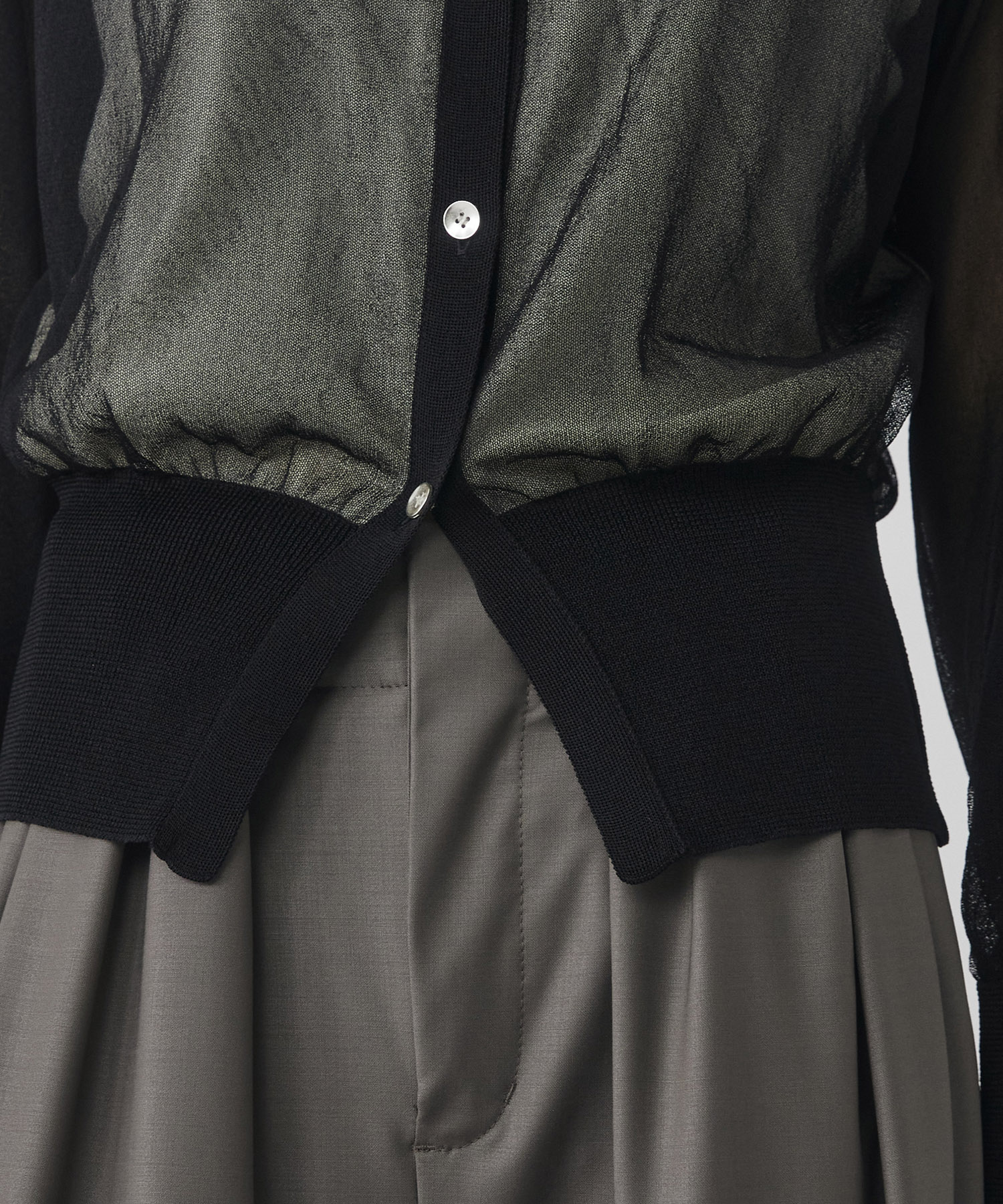 シアースリーブキュプラニットカーデ