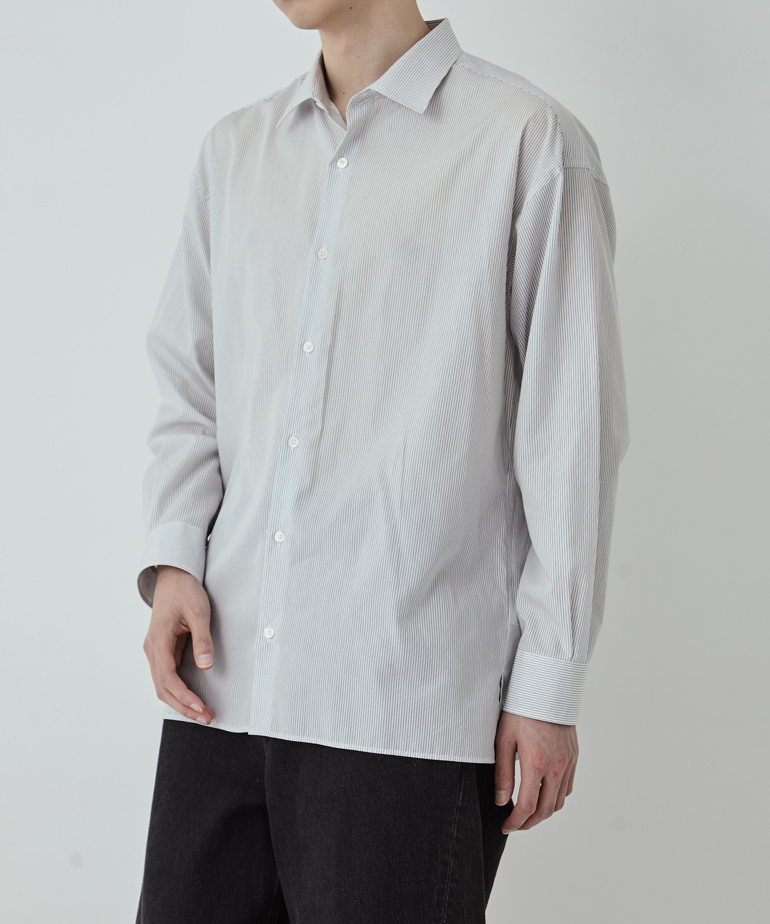 200/2 コットン ストライプリラックスシャツ