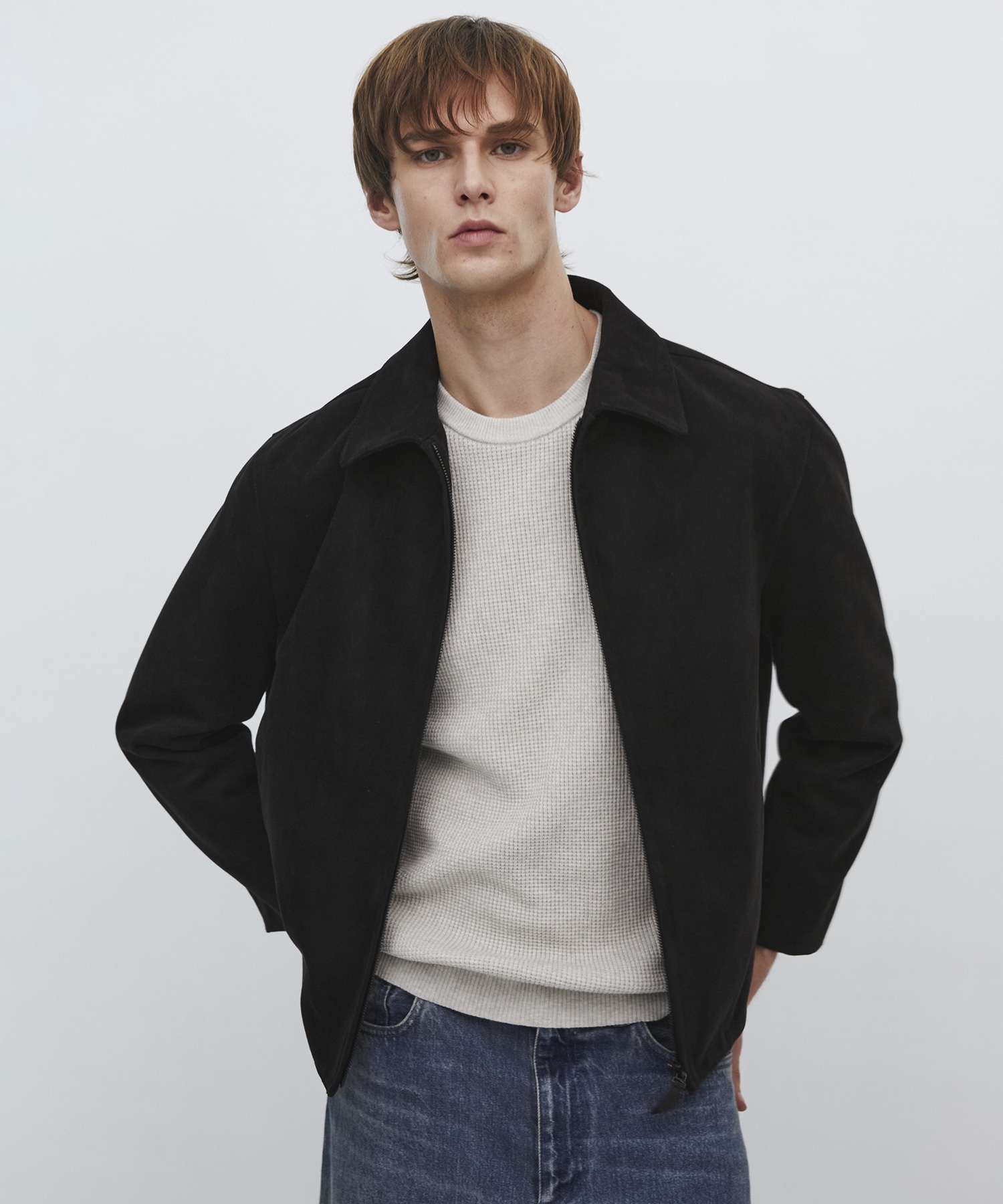 〈2026SS｜残りわずか｜再入荷なし〉LEATHER TEX SUEDE HARRINGTON JACKET