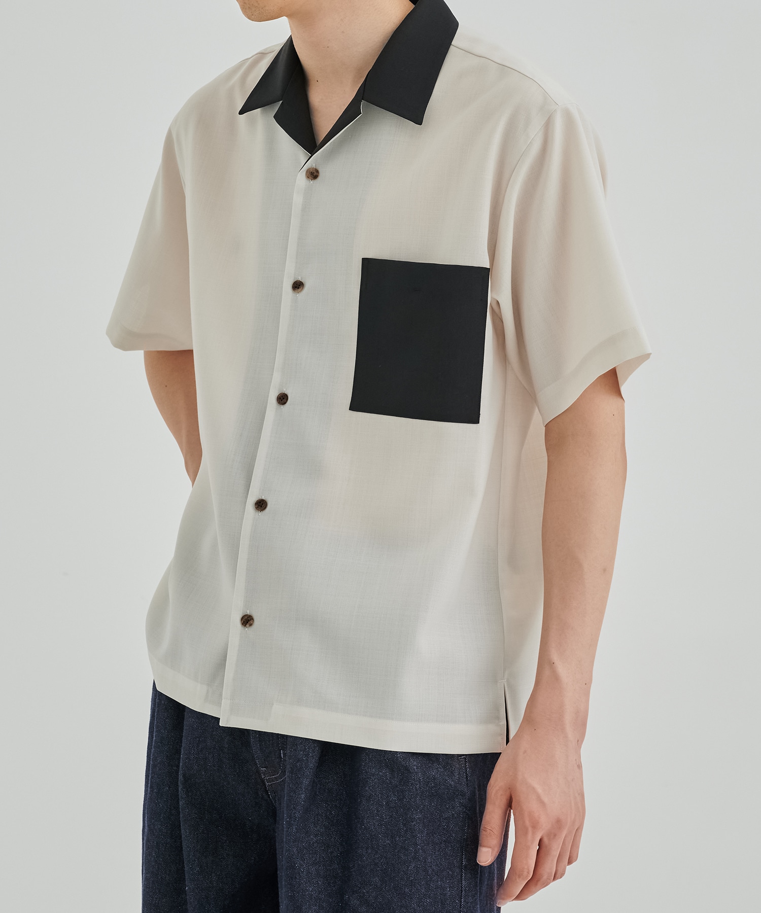 SUMMER WOOL オープンカラーシャツ