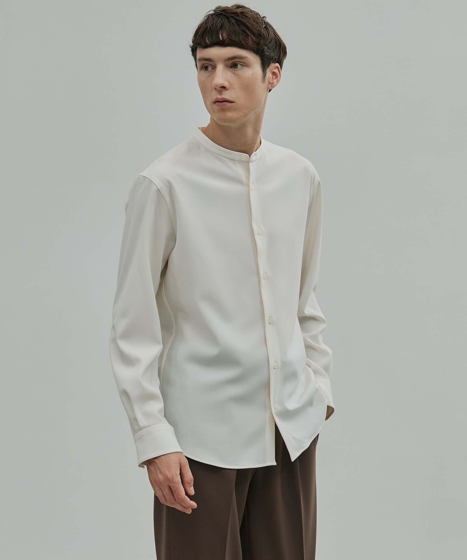 〈新発売〉Dry Twist バンドカラーシャツ