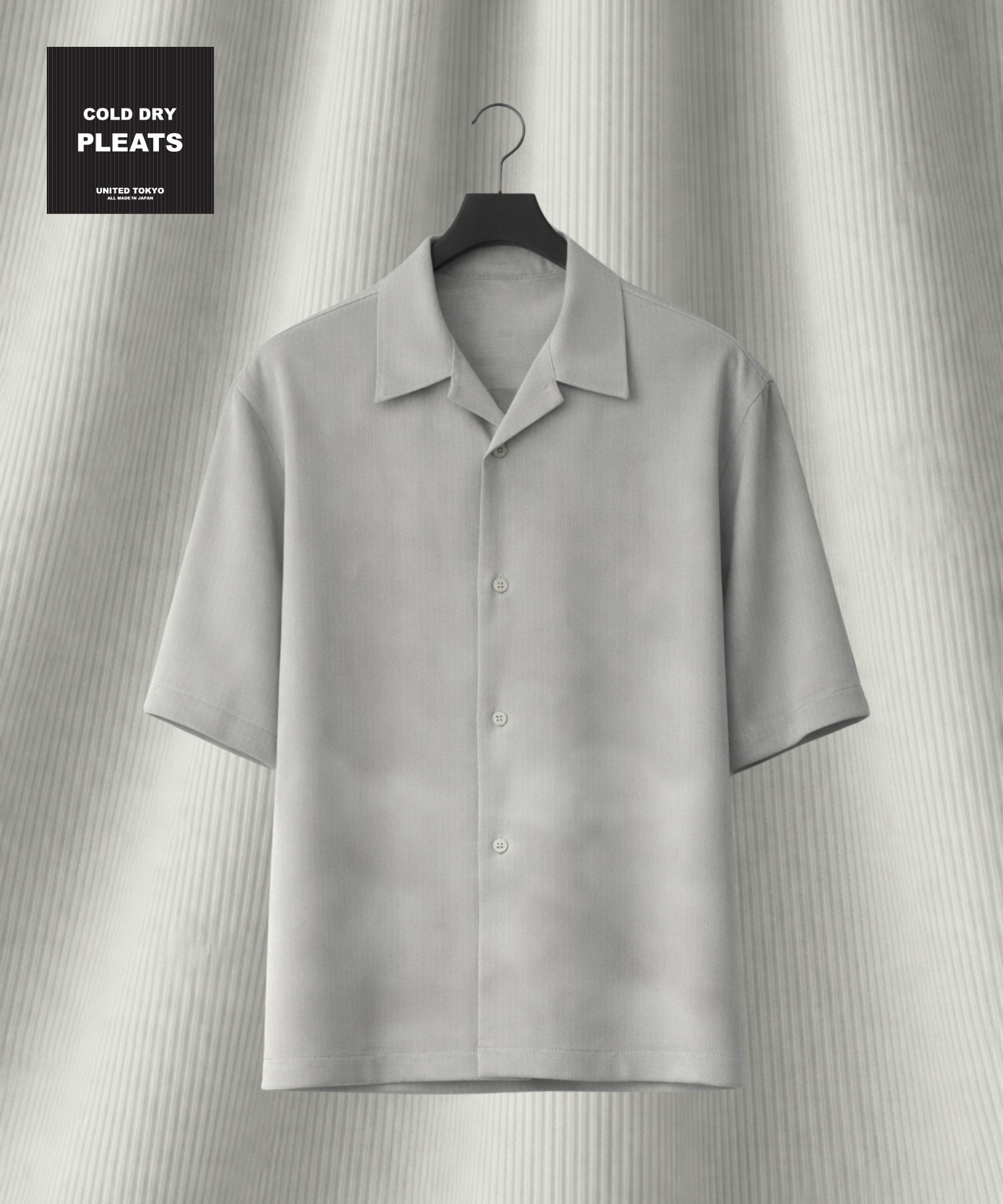 〈残りわずか｜再入荷なし〉COLD DRY GRADATION PLEATS オープンカラーシャツ