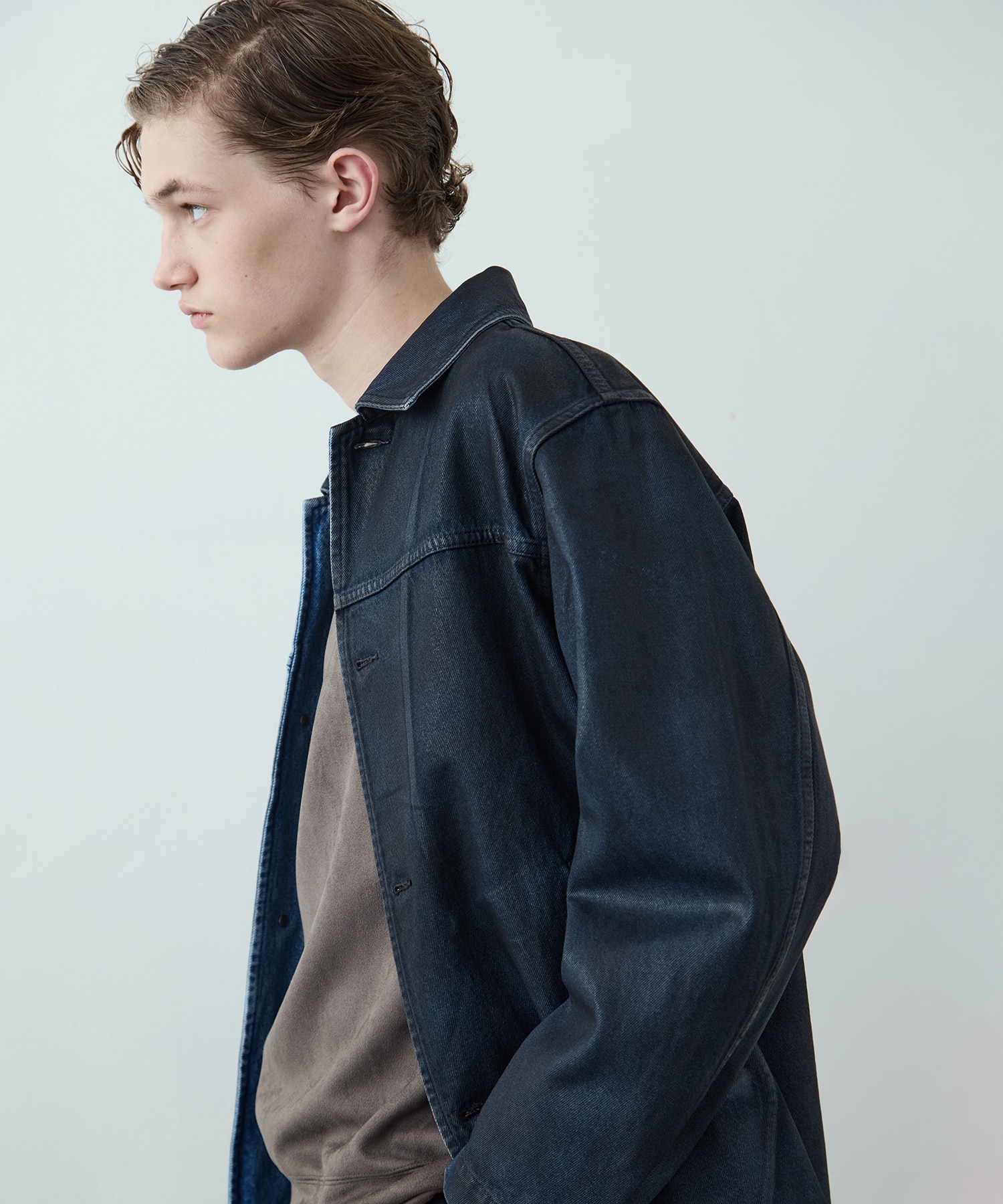 コーティングデニムカバーオール