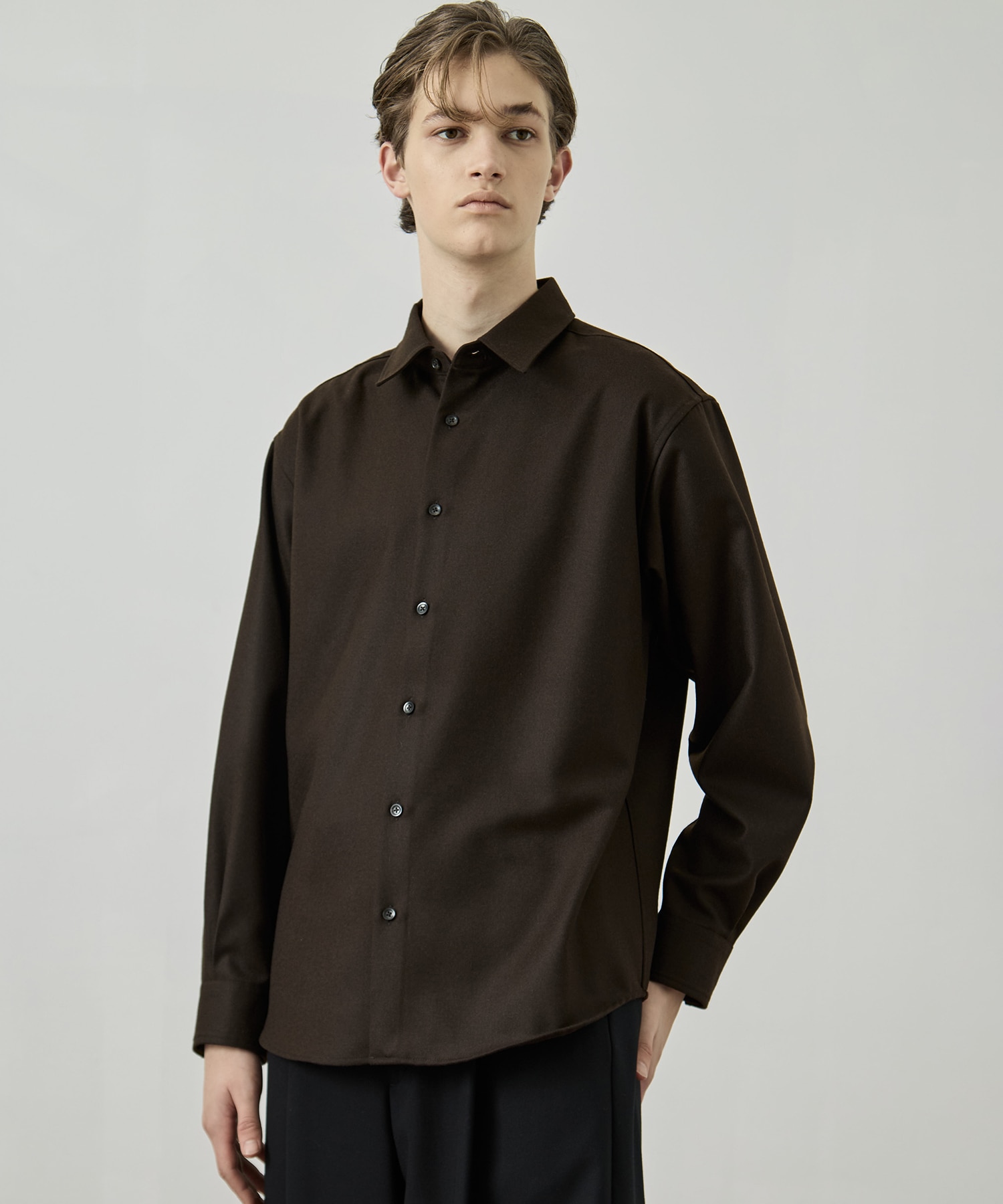 〈残りわずか〉ウールフラノ レギュラーカラーシャツ