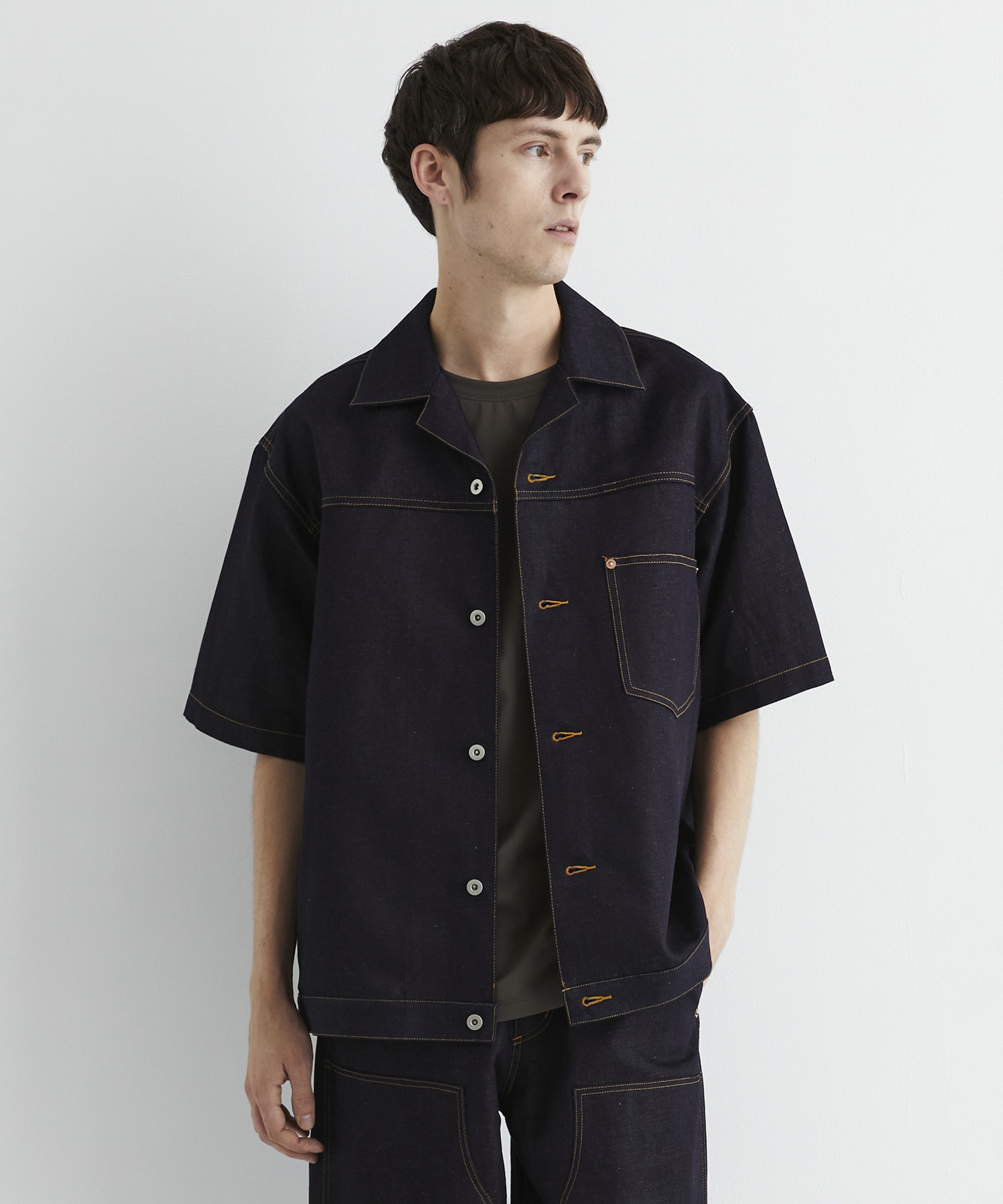 〈残りわずか｜再入荷なし〉9.5oz LINEN DENIM ワークシャツ S/S