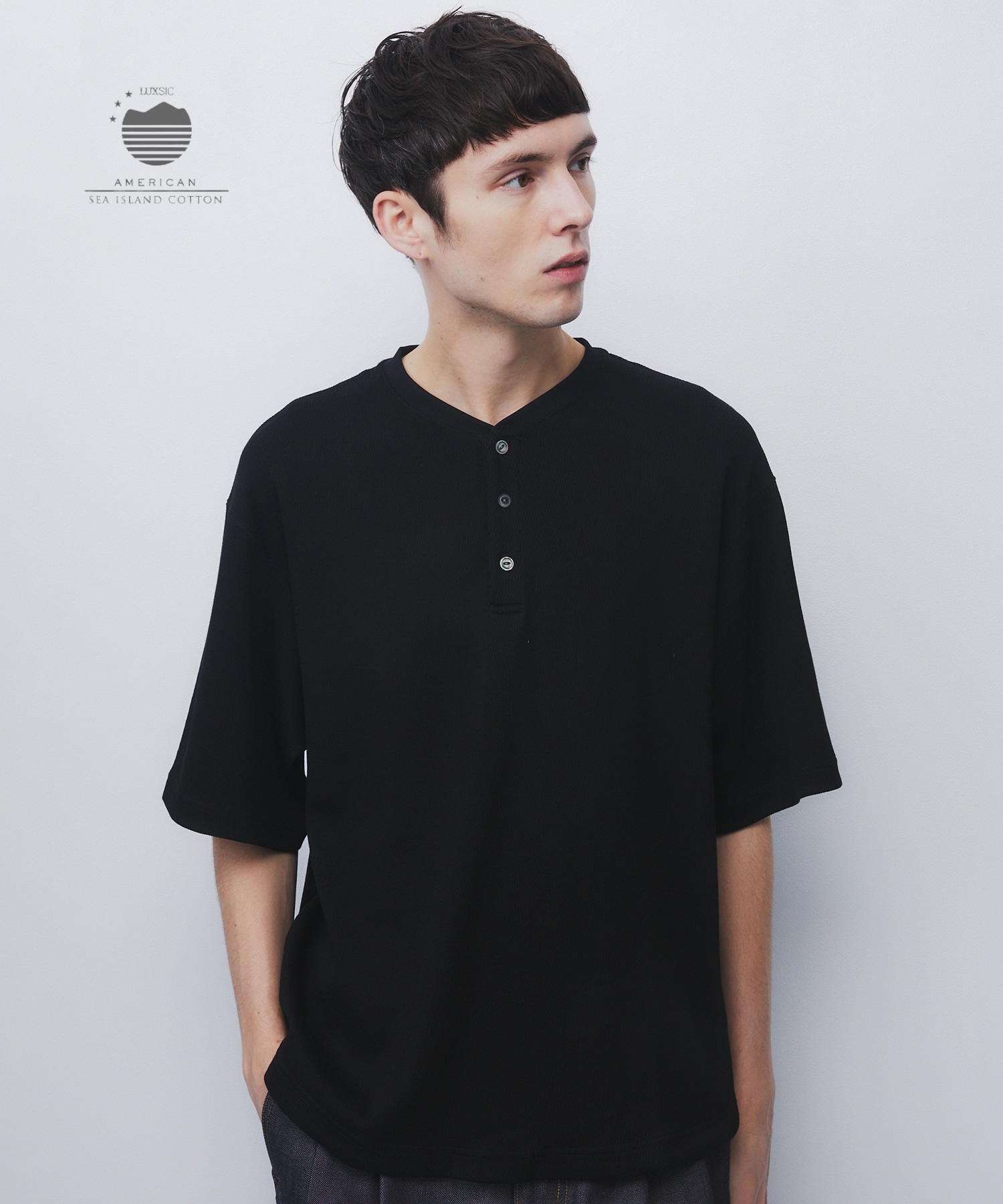 SEA ISLAND COTTON THERMAL HENRY TEE