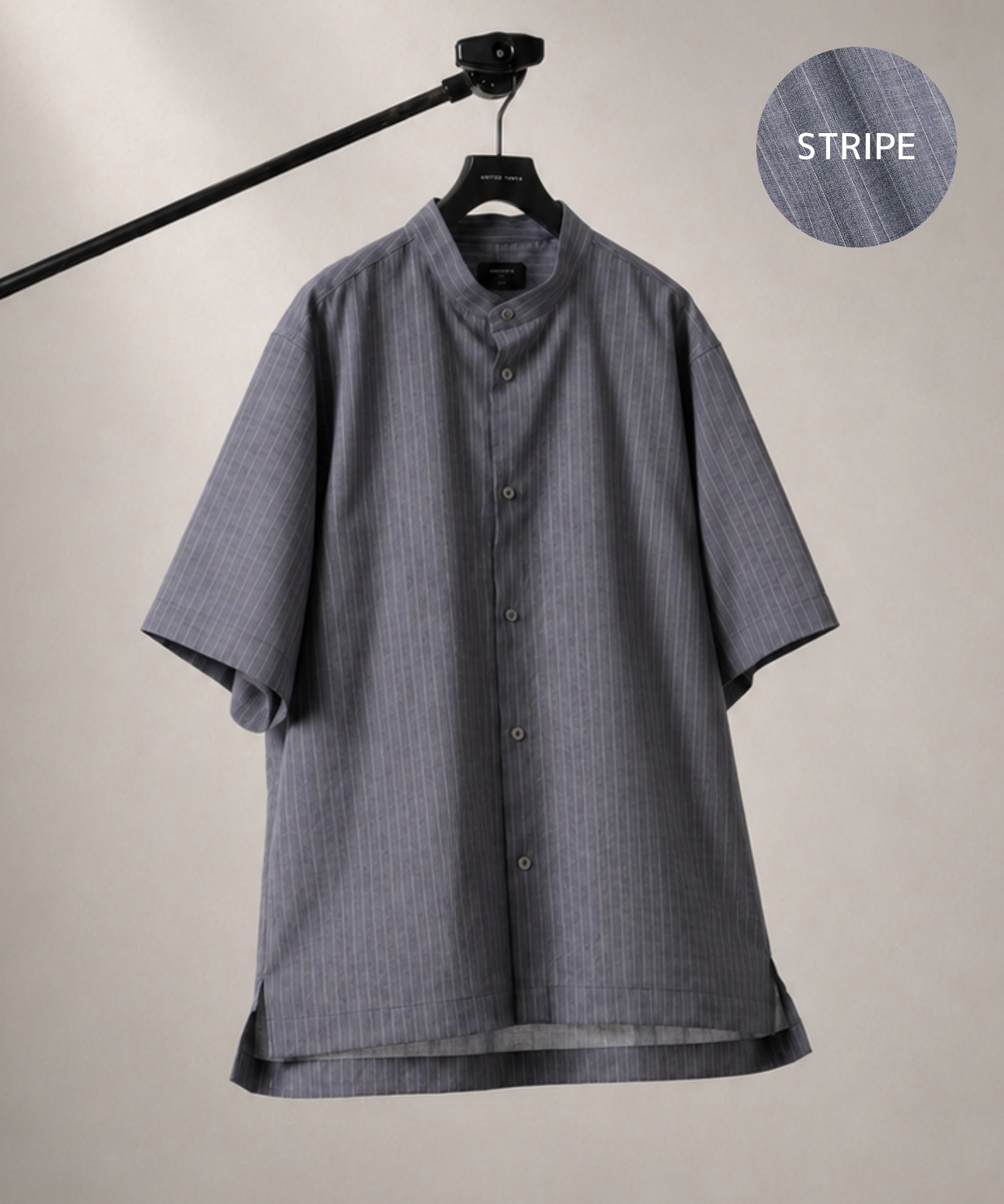 AIR WOOL ストライプバンドカラーシャツ