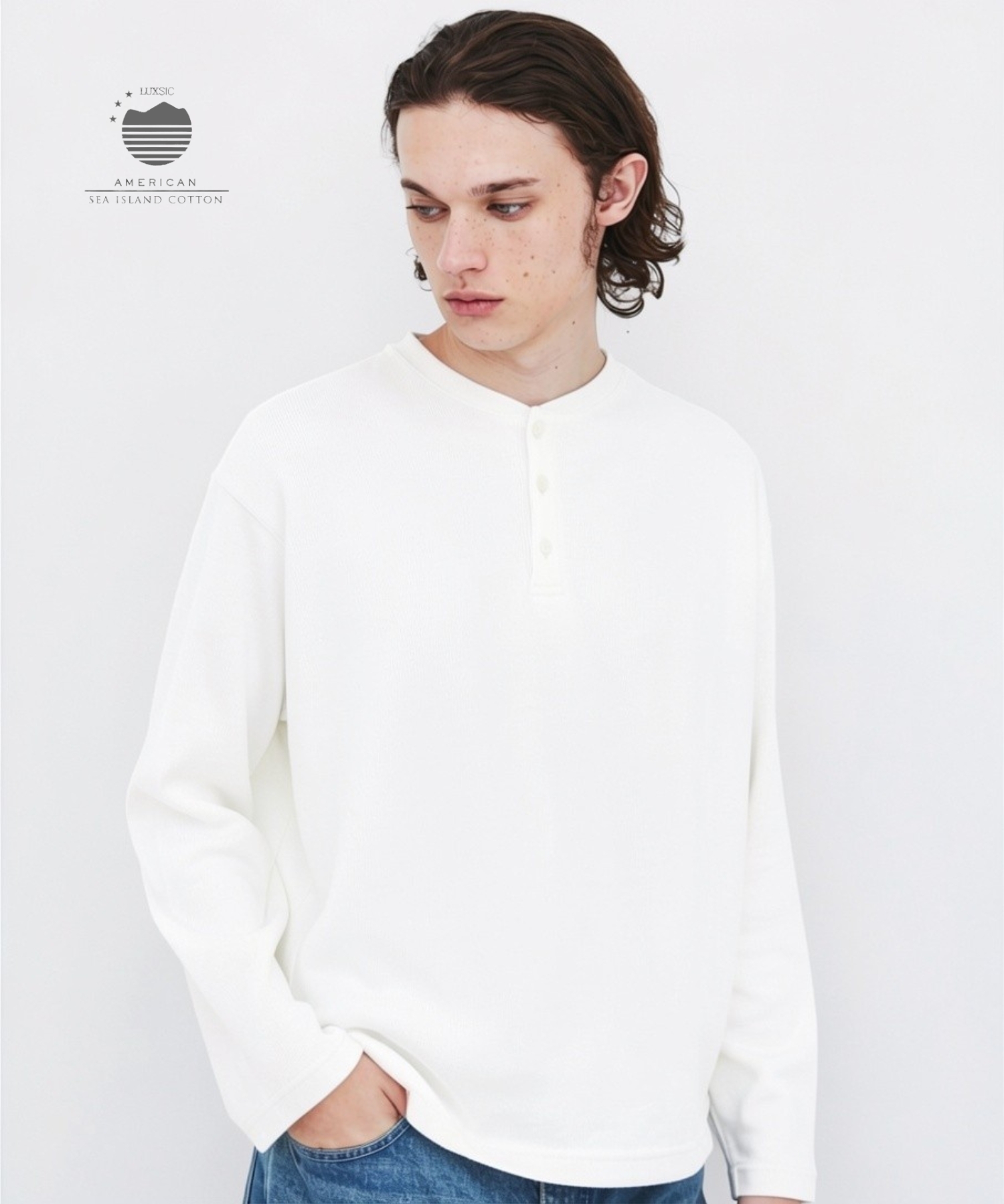 SEA ISLAND COTTON THERMAL HENRY LSTEE