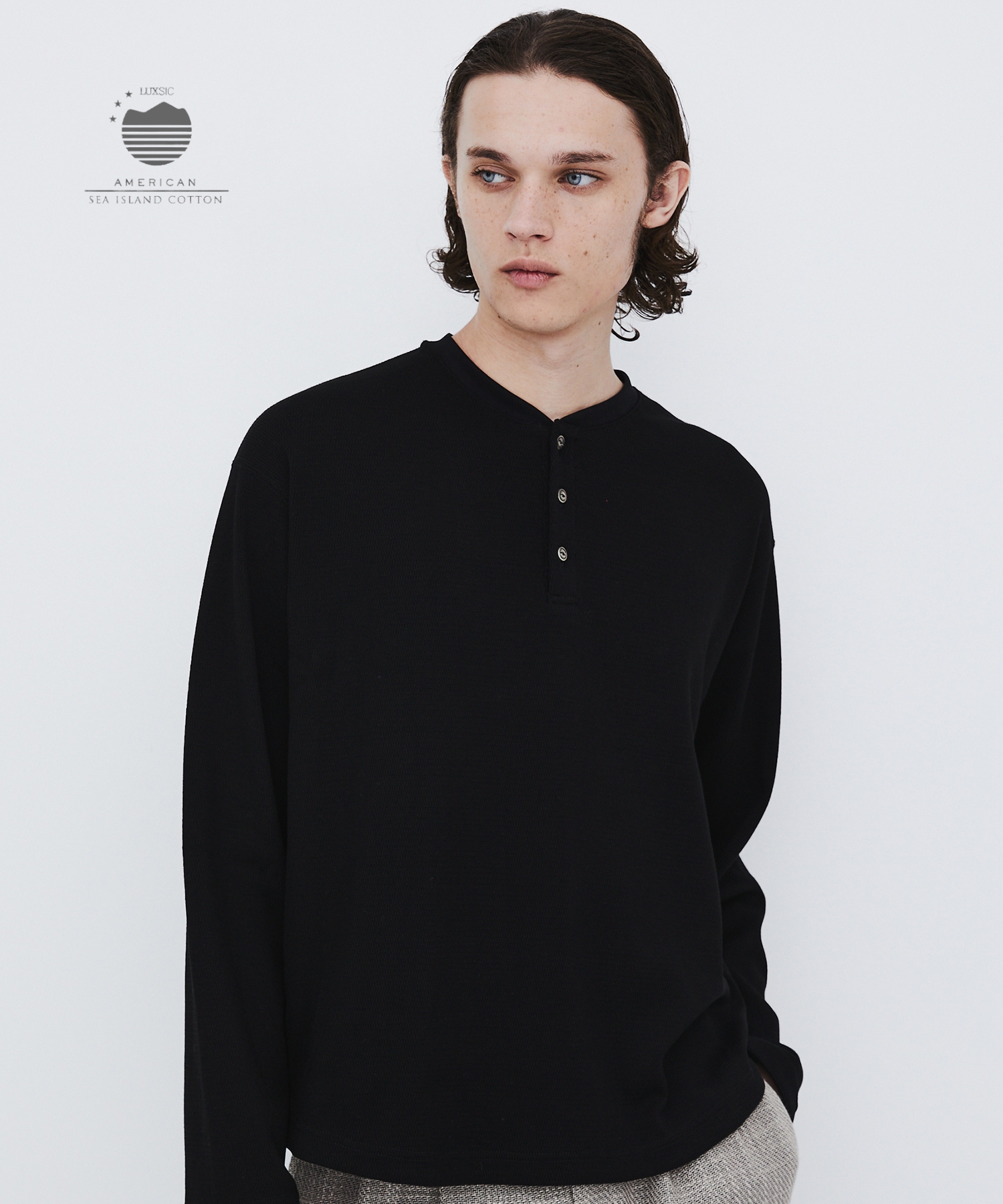 SEA ISLAND COTTON THERMAL HENRY LSTEE