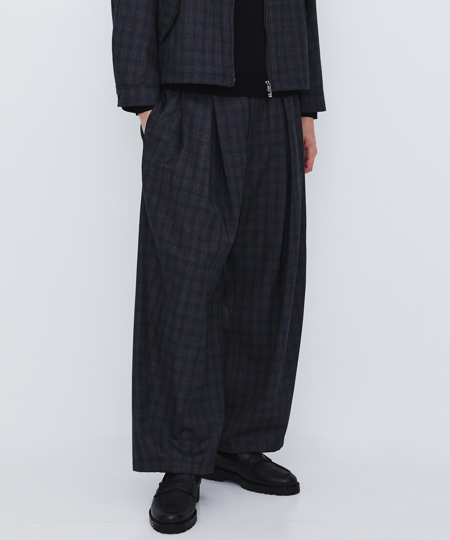 〈数量限定〉CUBA CHECK 2タックワイドパンツ