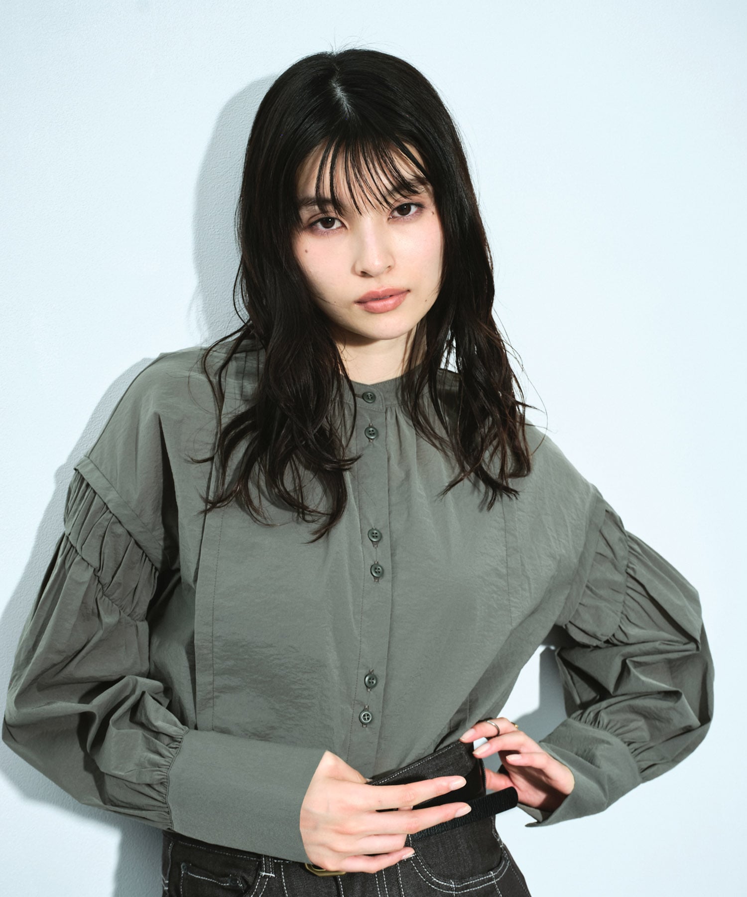 ボリュームスリーブギャザーブラウス