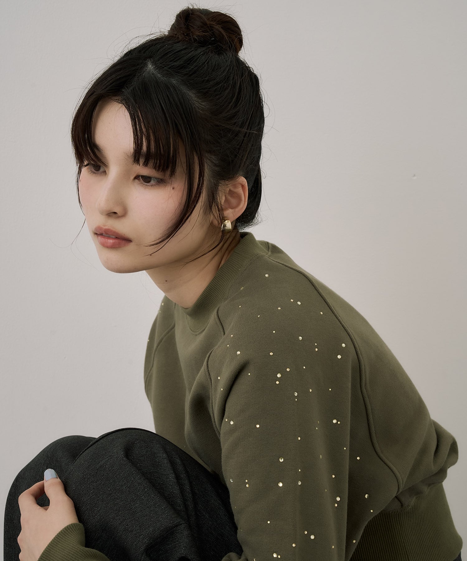 ラインストーンショートプルオーバー