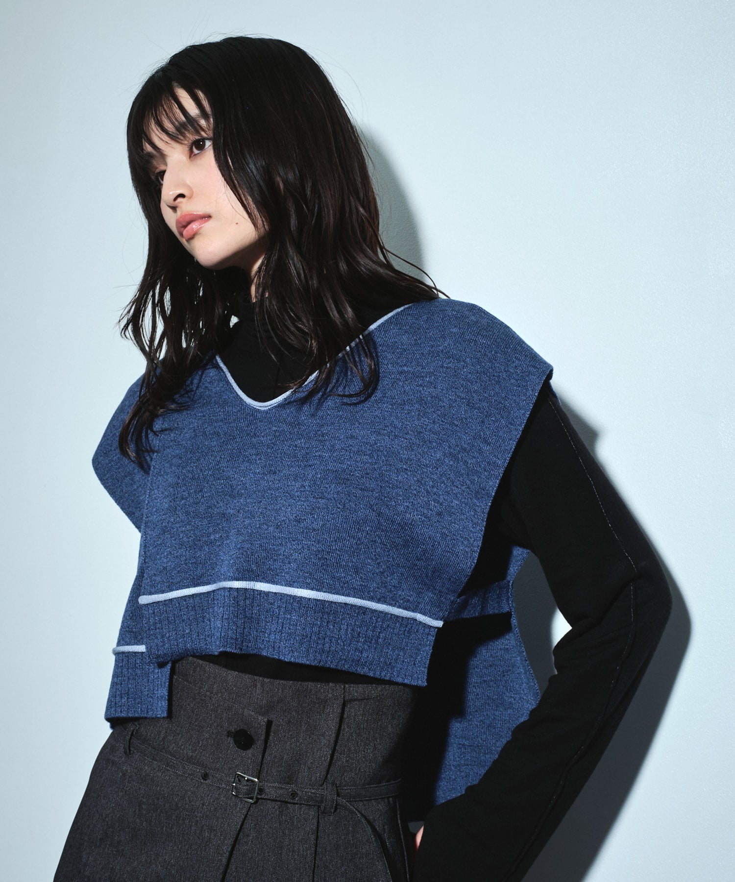 バックロングラインニットベスト