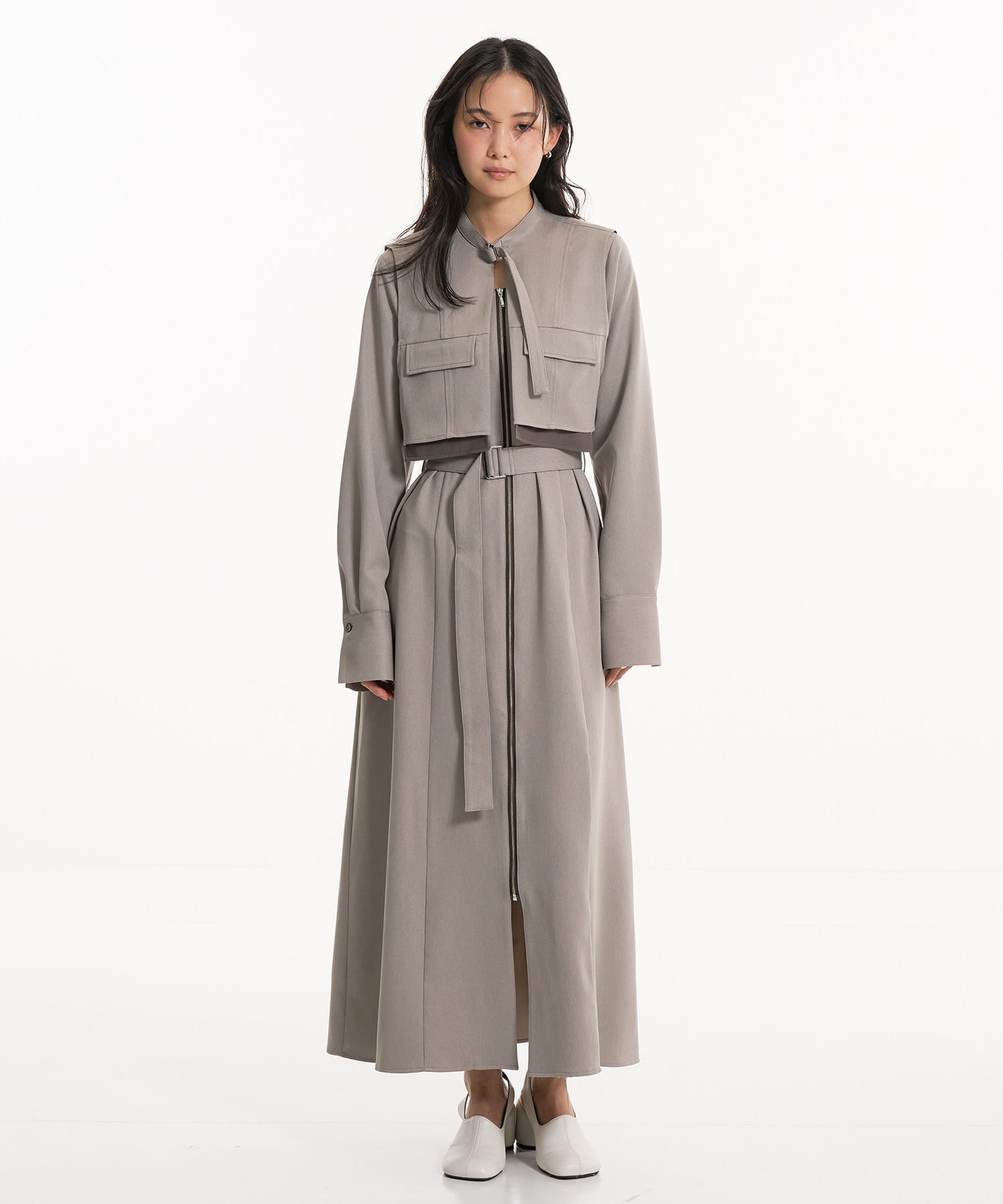 ポケットベストSETジッパーワンピース