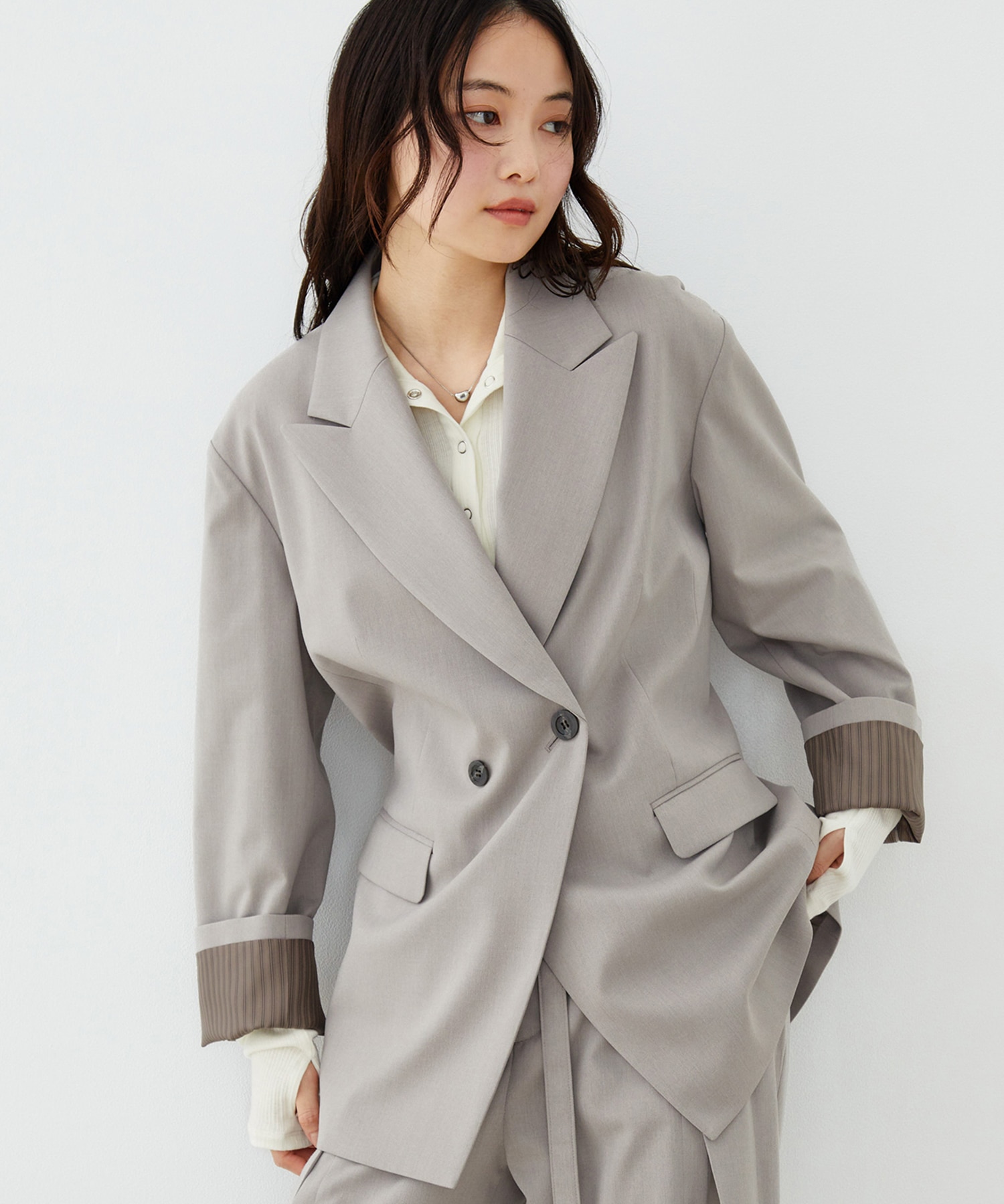 【セットアップ対応】アシメストリングテーラードジャケット