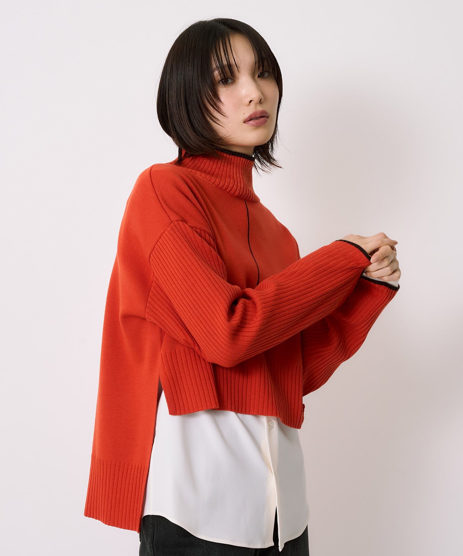 Wool100-ウォッシャブルタートルネックニット