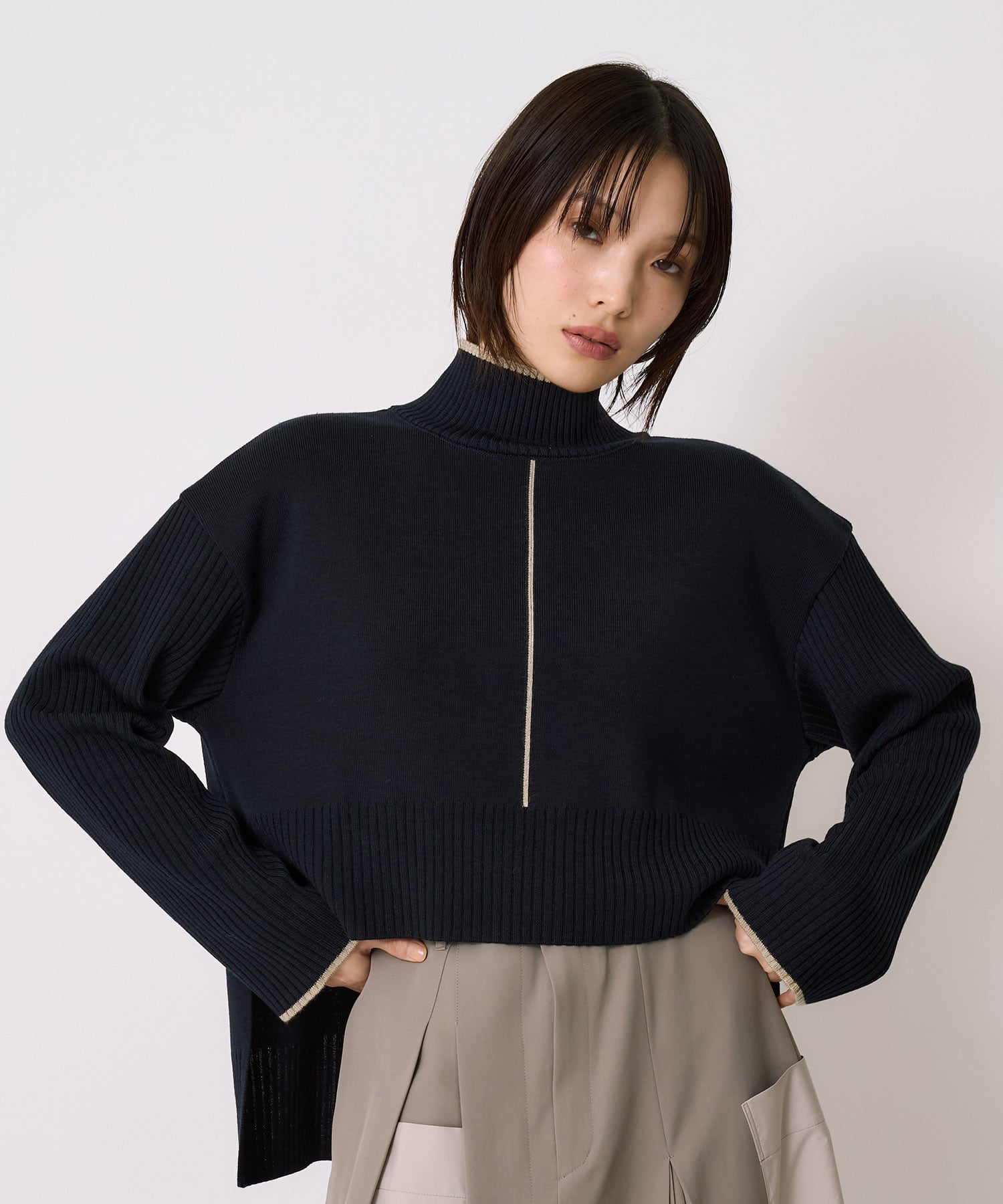 Wool100-ウォッシャブルタートルネックニット