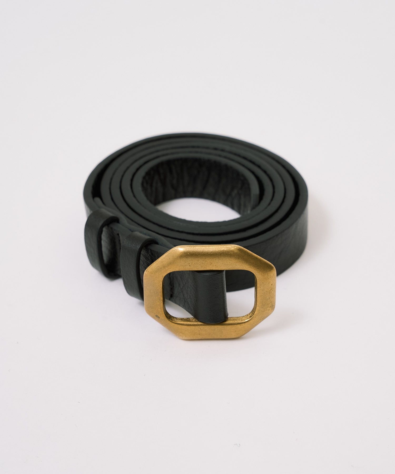Octagon Buckle Leather Belt