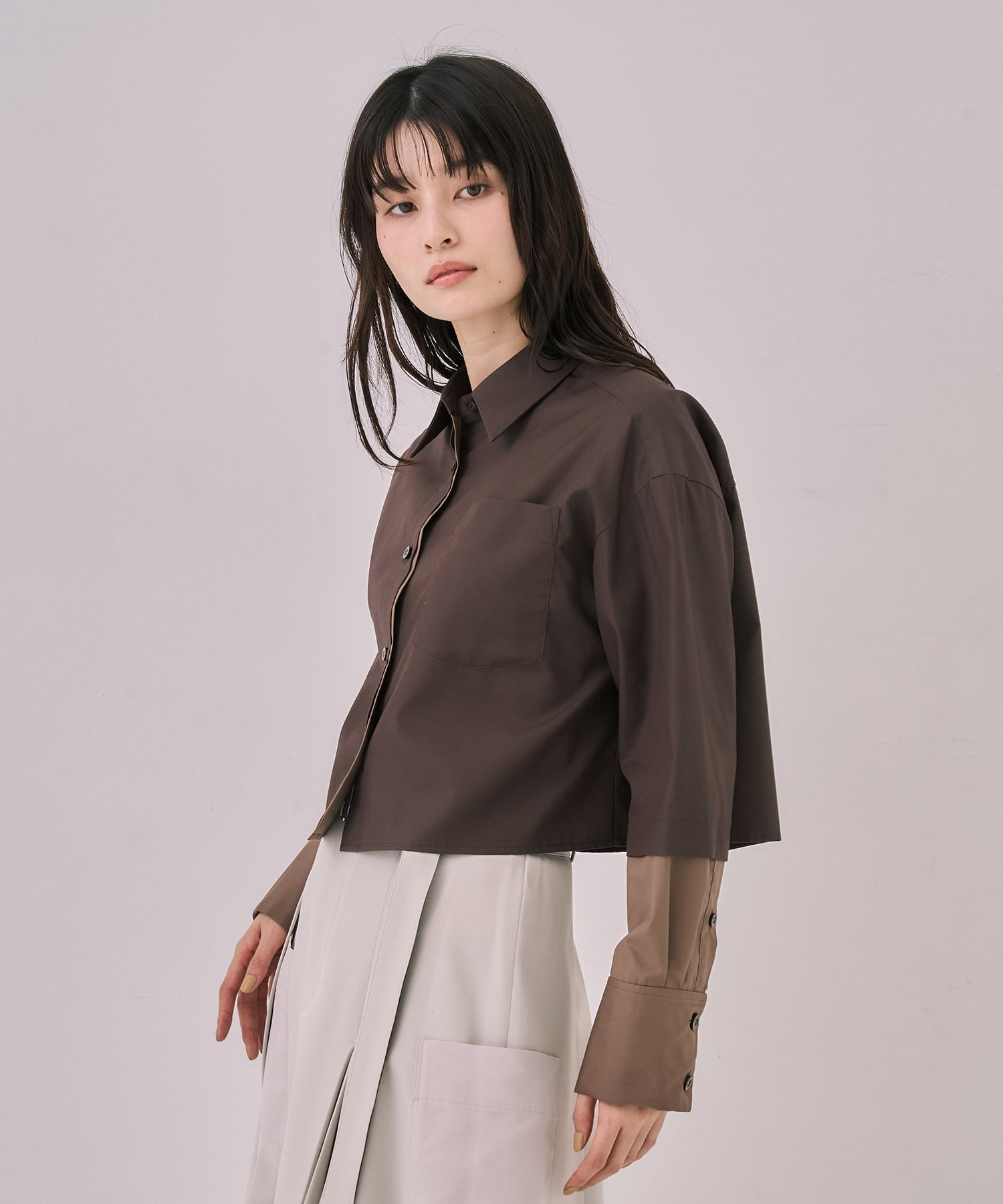 バイカラースリーブショートシャツ