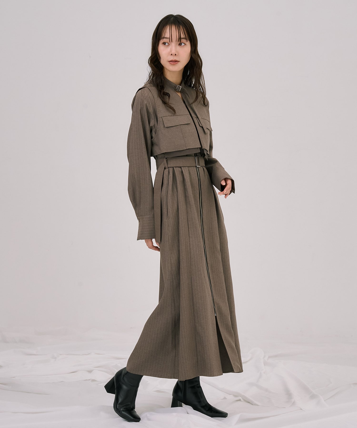 ポケットベストSETジッパーワンピース