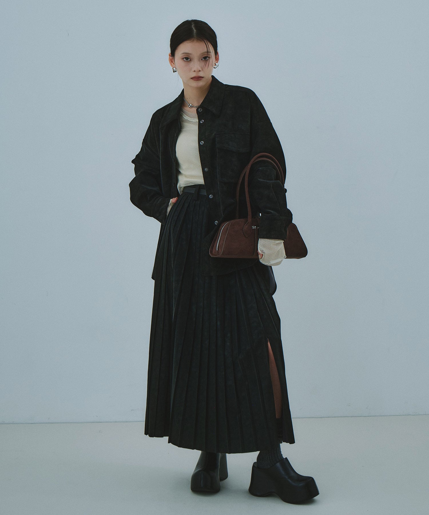 Soft Leather Pleated SK