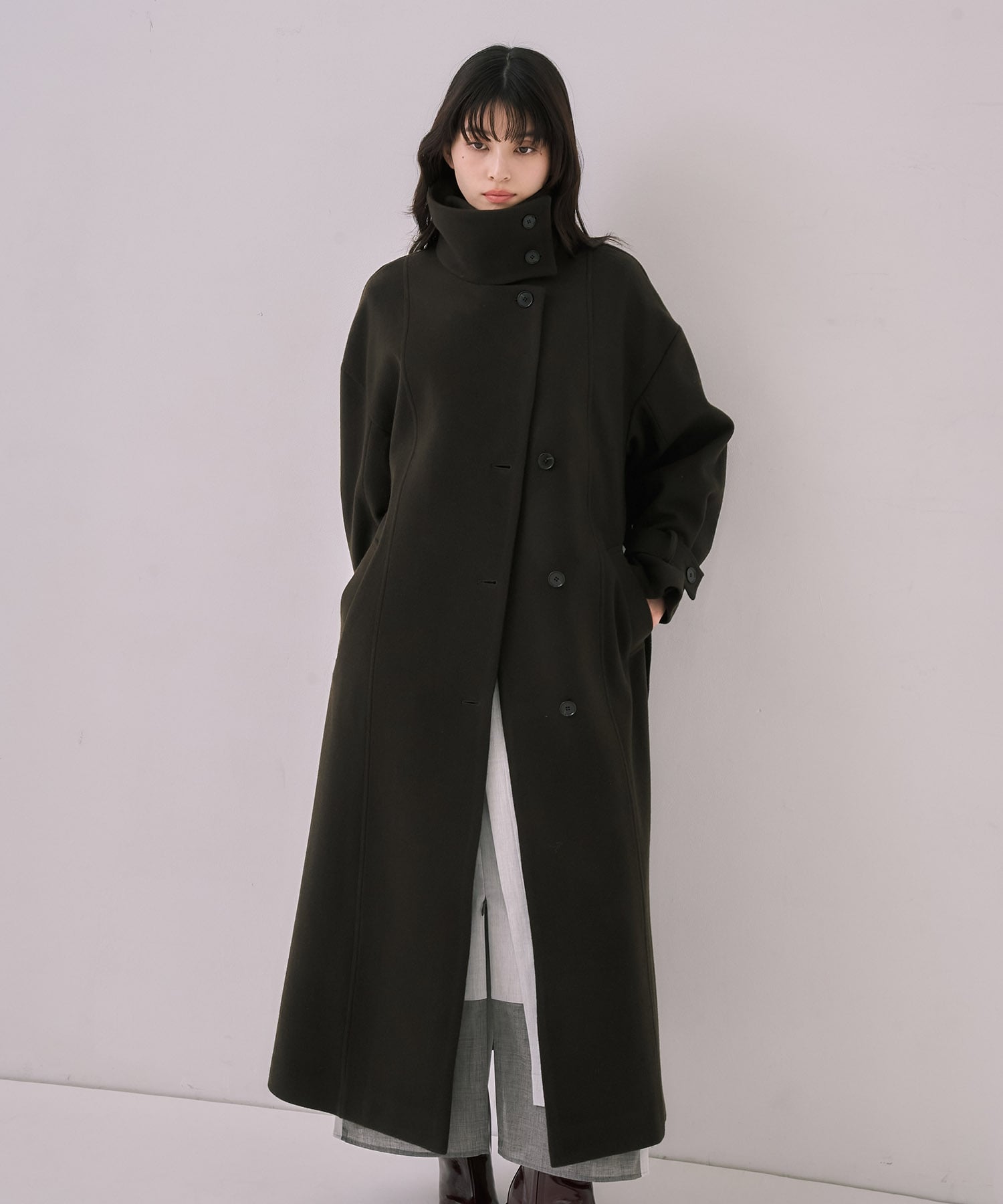 〈再入荷〉スタンドカラーロングコート