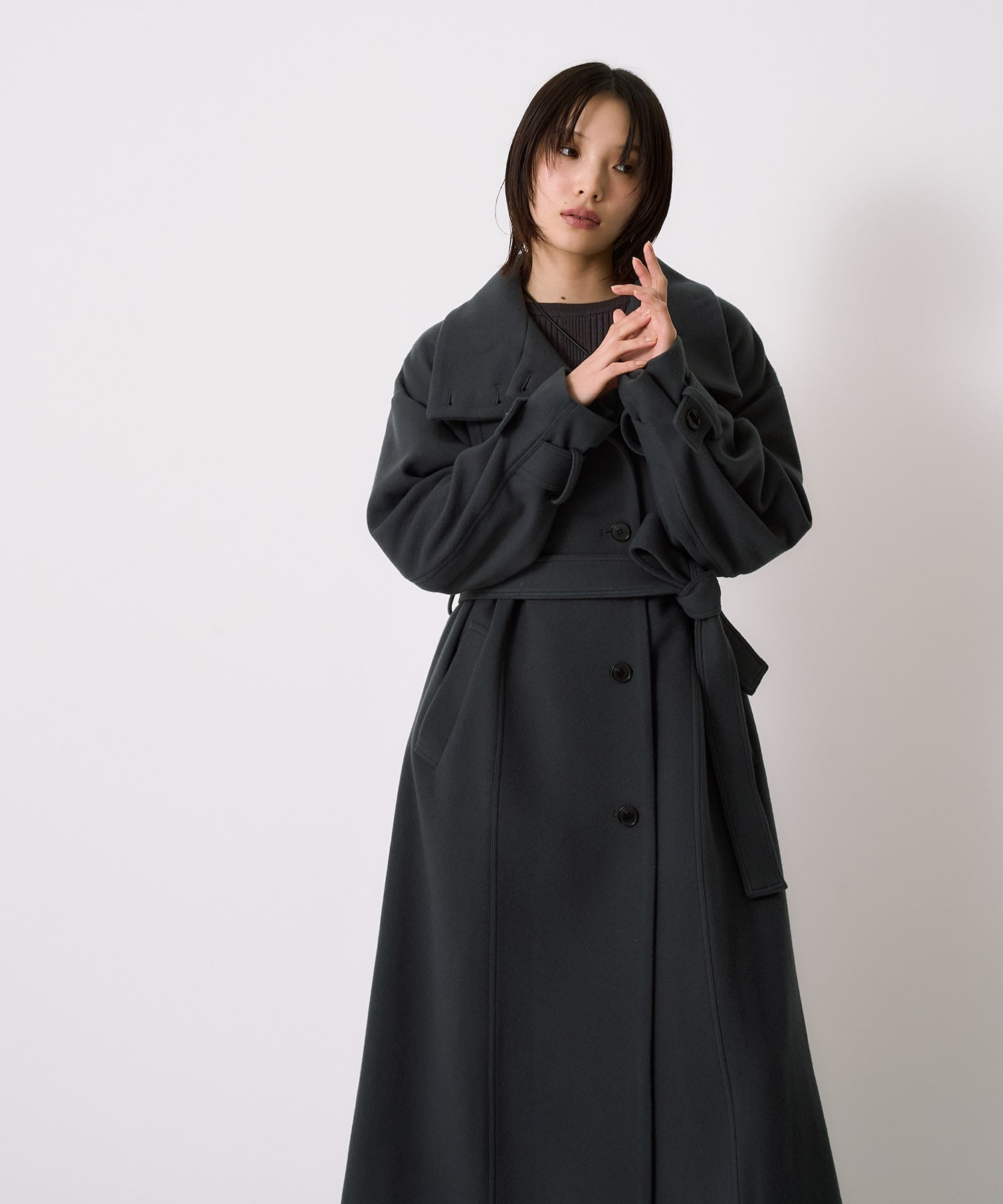 【WEB先行発売】スタンドカラーロングコート