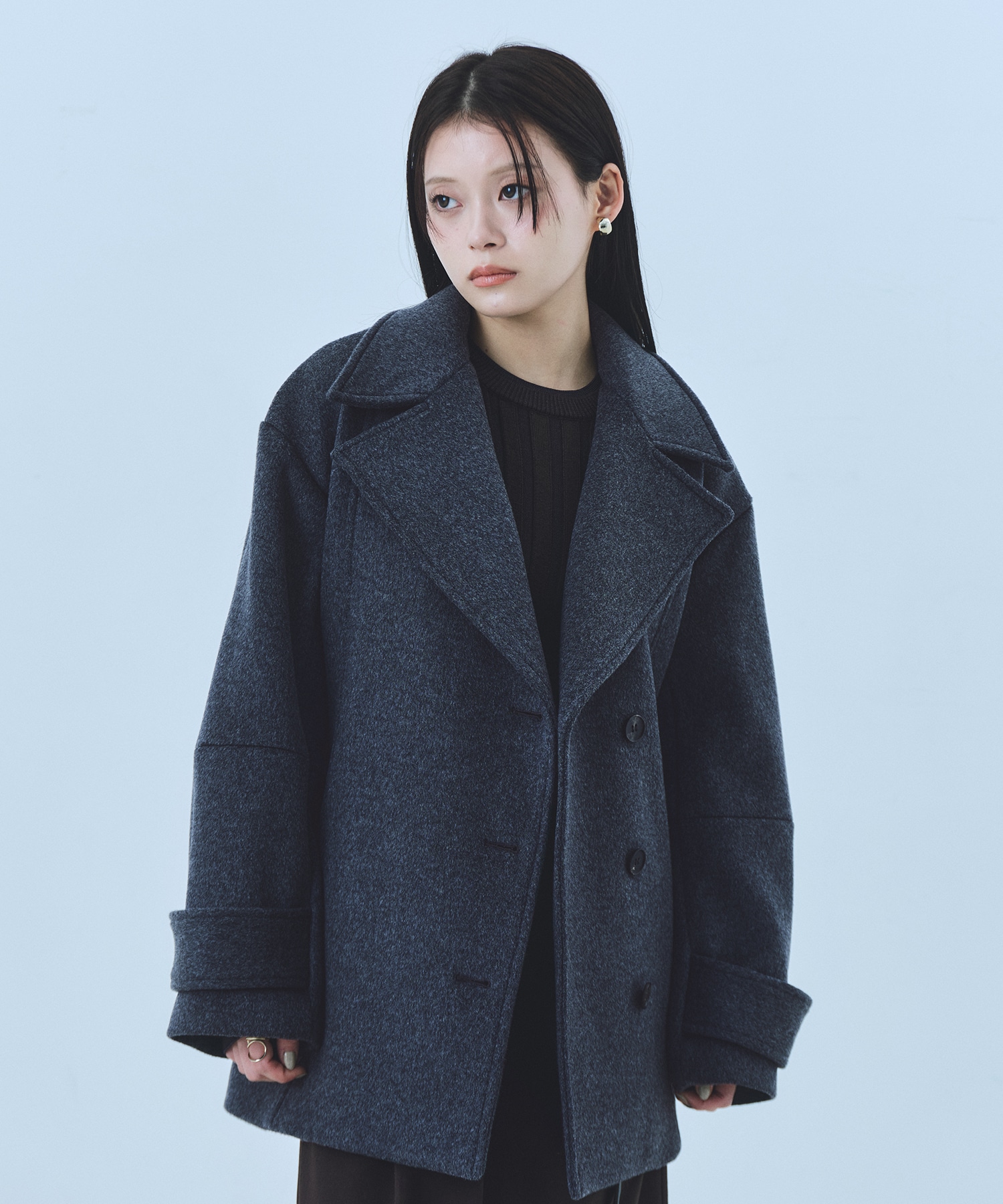 SUPER140ラペルショートコート