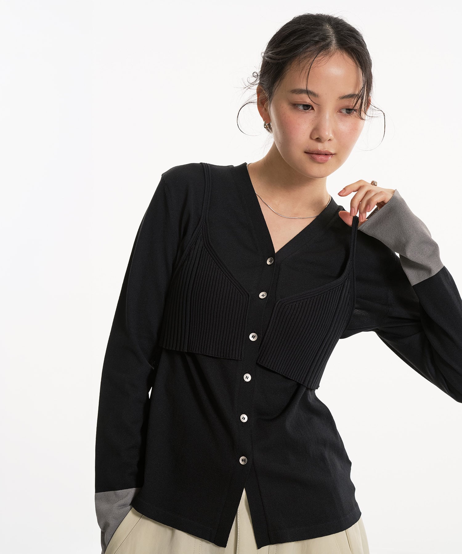 〈残りわずか〉レイヤードビスチェカーデプルオーバー