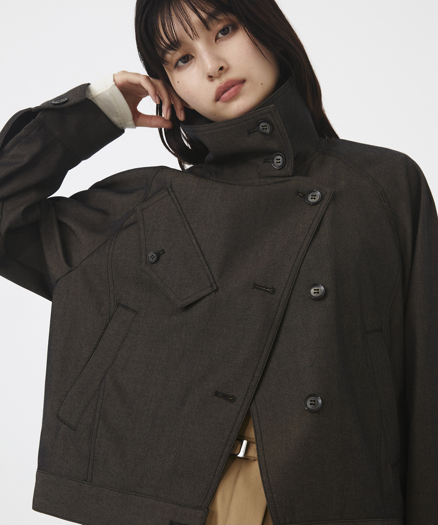 ウールデニムスタンドカラーブルゾン