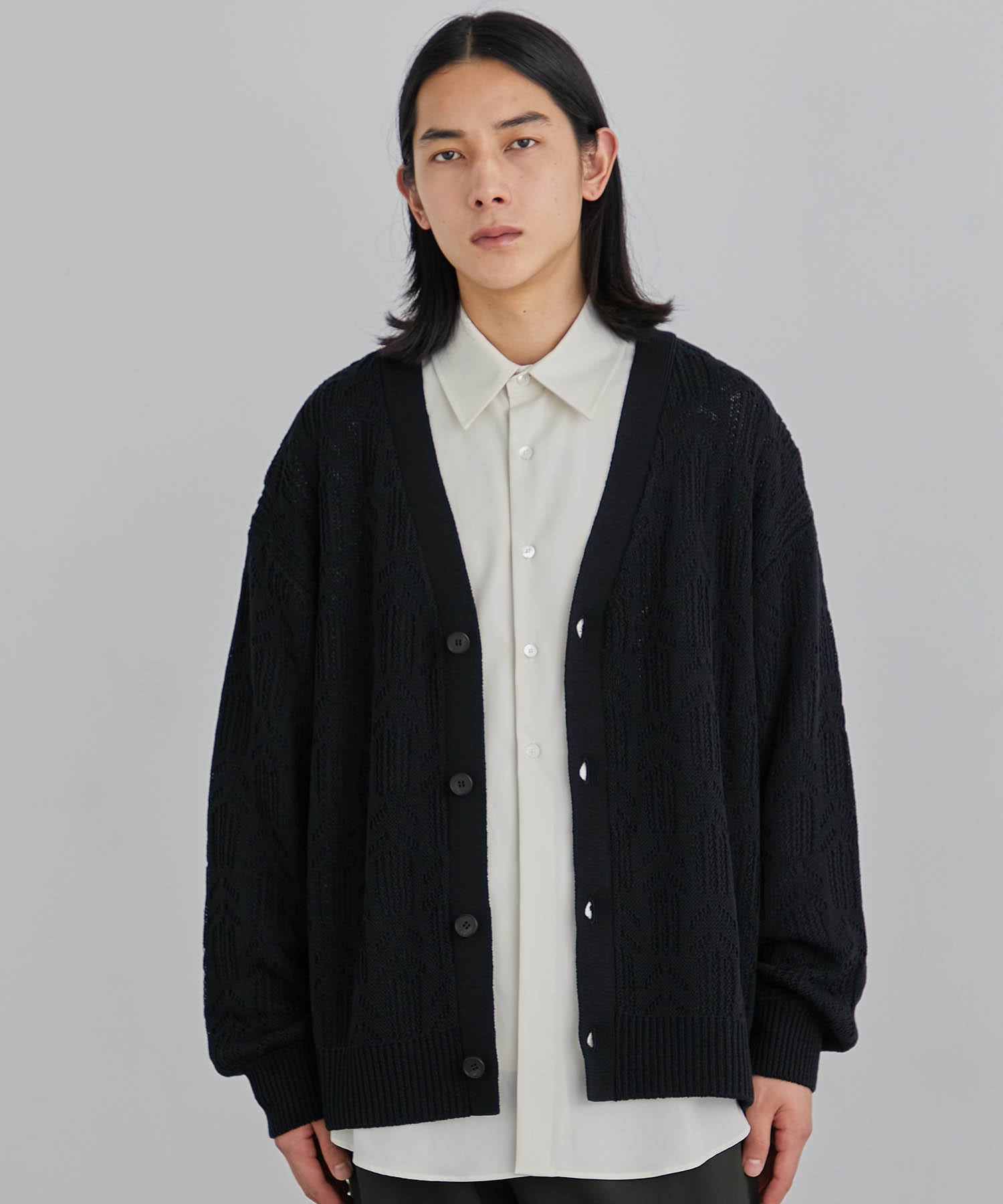 5GGメッシュリラックスカーディガン