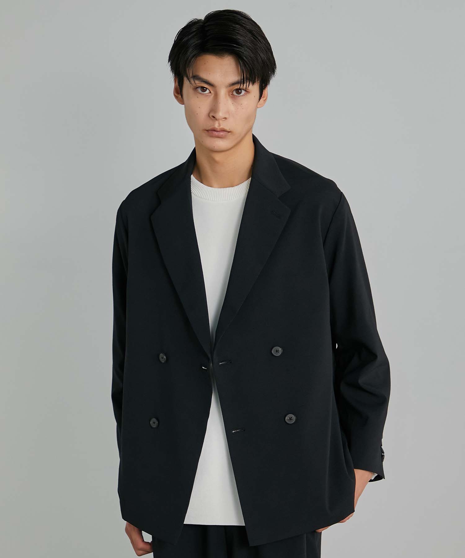 撥水ストレッチRELAX WOOL シングルジャケット(1 BLACK): : メンズ