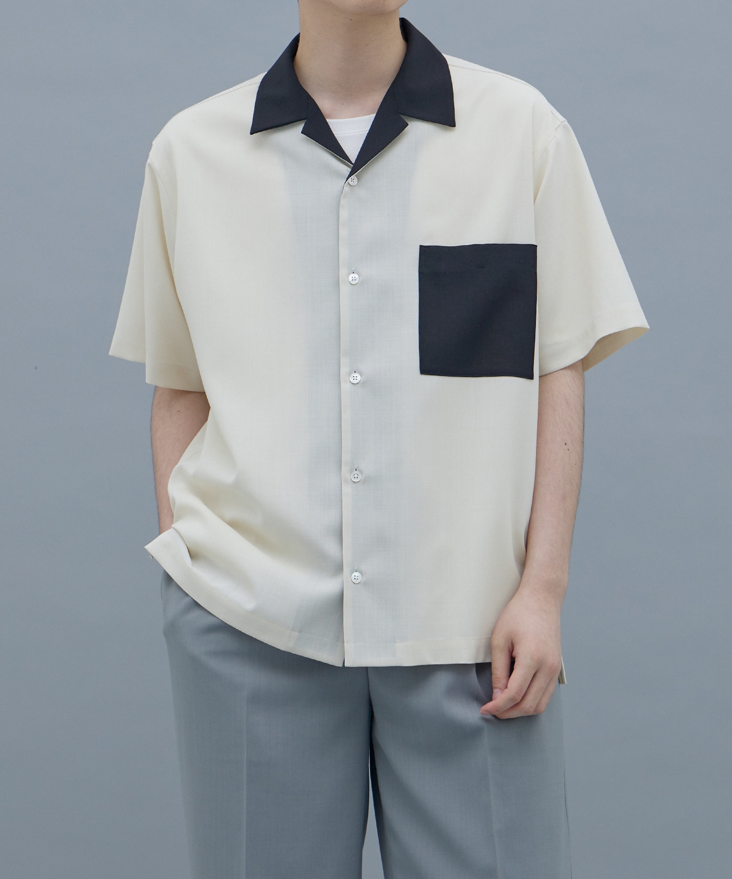 サマーウール バイカラーシャツ(1 OFF WHITE): : メンズ｜UNITED TOKYO 